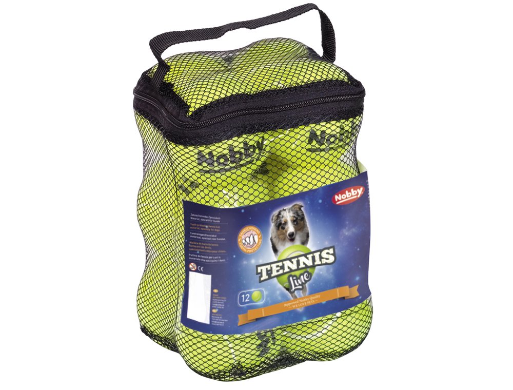 Nobby Tennis Balls for Dogs, Medium 6.5 cm, 12-Pack, Tooth-Protecting Material