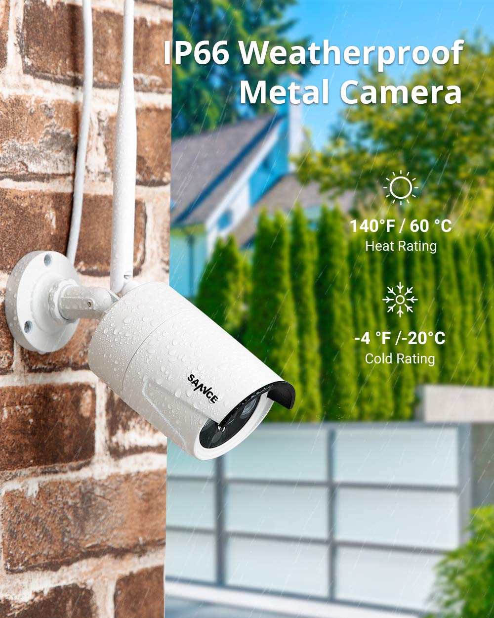 SANNCE WLAN Überwachungskamera Aussen Set, 6×3MP WiFi 6 Kameras Outdoor | 4K NVR 10CH 1TB HDD, Smart IR LEDs, Nachtsicht 30m, Personenerkennung, 2-Wege-Audio, IP66, APP Alarm, 70° Blickwinkel, Alexa