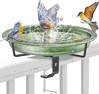 Vogeltränke hängend für Balkongeländer, Vogelfutterspender Wassertränke Für Vögel Garten Balkon Futterschale Hängend Futterteller (Vintage Grün) product image