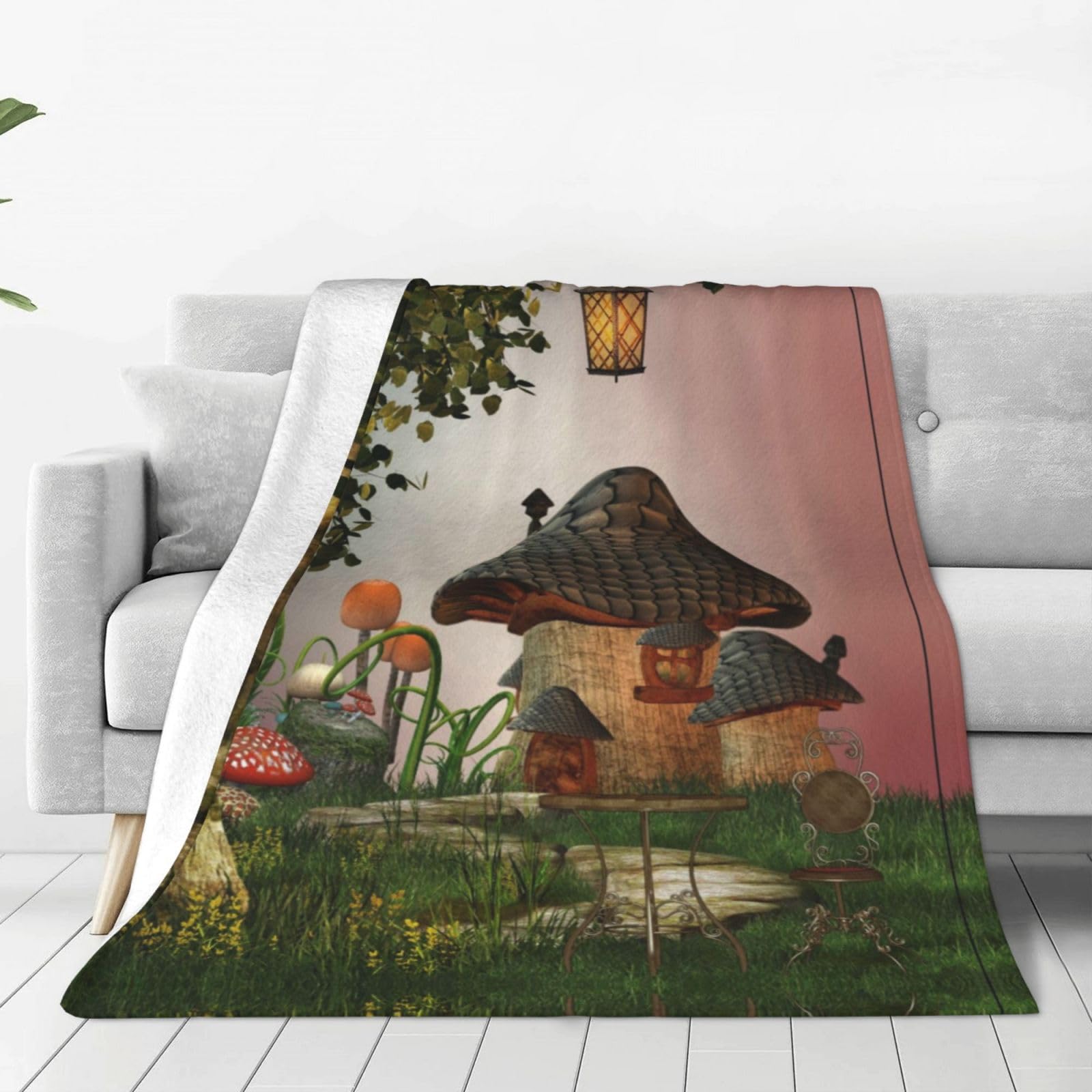 Couverture polaire imprimée champignon 152x127 cm pour éliminer les frissons sur le lit
