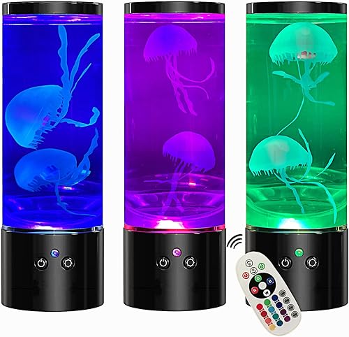 Miniatura 9 de LAMZZP Lámpara de medusa líquida, lámparas de medusas para adultos y niños, lámpara de mesa con control remoto, luz nocturna de acuario con luz que