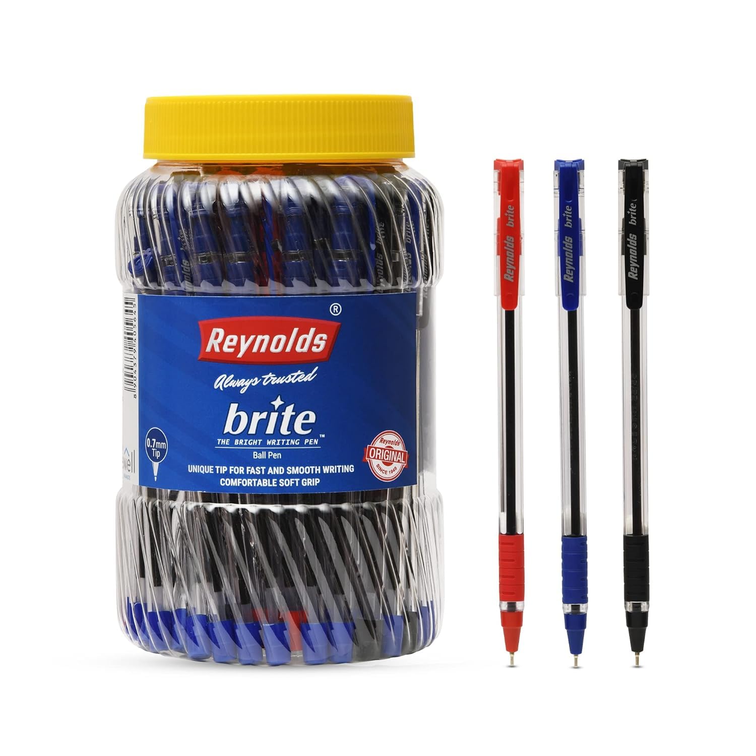 Reynolds BRITE Ball Pen SET - 50 PENS (35 BLUE, 10 Black, 5 Red) | PEN WITH COMFORTABLE GRIP |BALL PENS FOR WRITING | PEN FOR STUDENTS & OFFICE STATIONERY | 0.7 mm TIP SIZE (B0BD2C27LK) Amazon Price History, Amazon Price Tracker