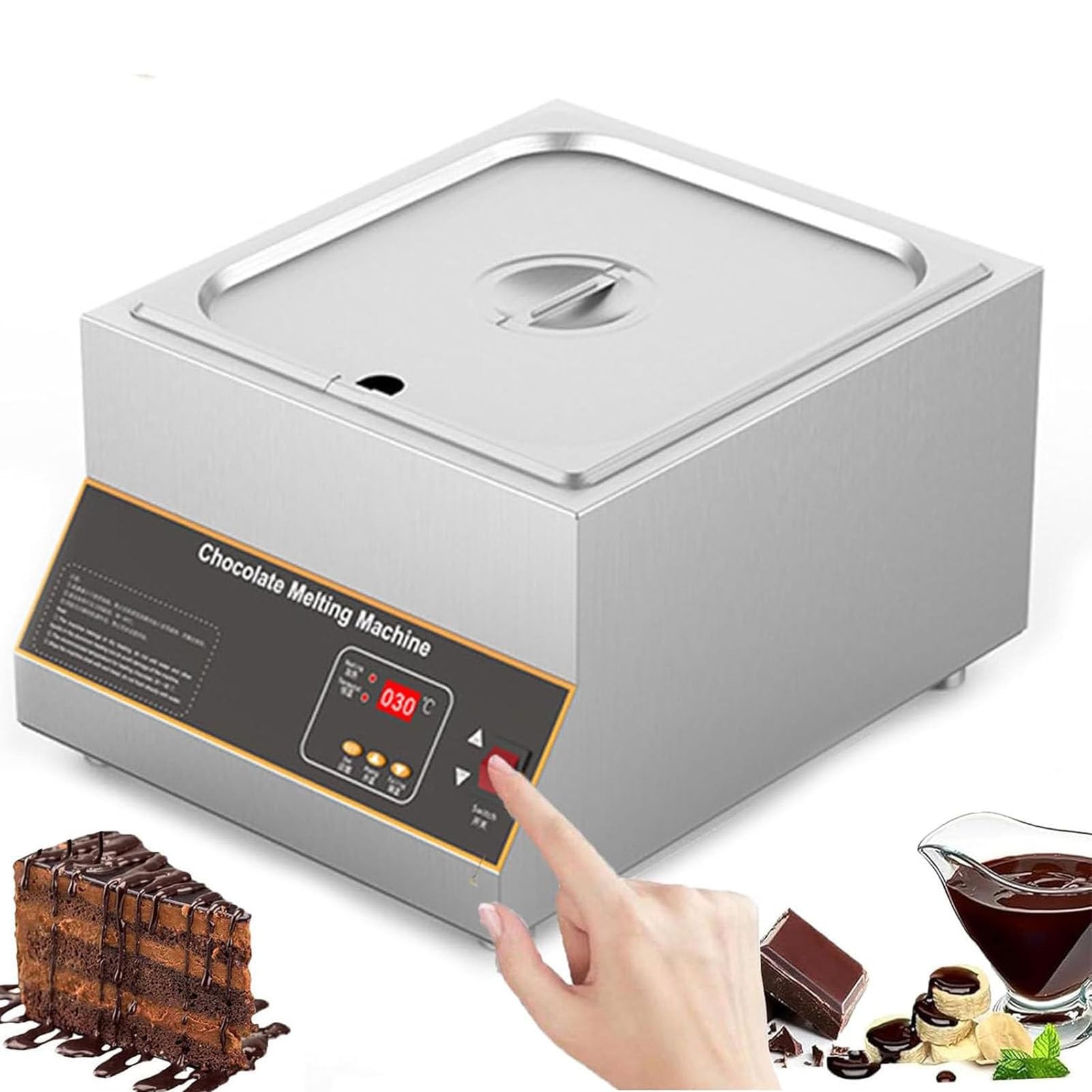 Máquina eléctrica para atemperar Chocolate de 500 W, fundidor de Chocolate de 0 a 85 ℃, Ideal para chocolaterías, panaderías, restaurantes y Uso doméstico. Single-Cylinder