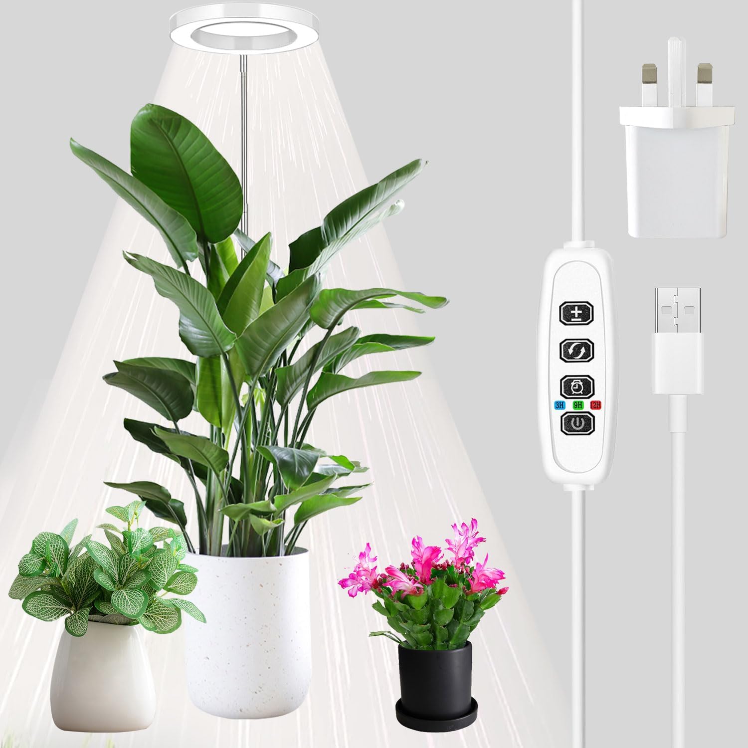 ZOCIKO Plant Grow Light, 72 LEDs Full Spectrum Plant Light Auto Timer, LED Gr...