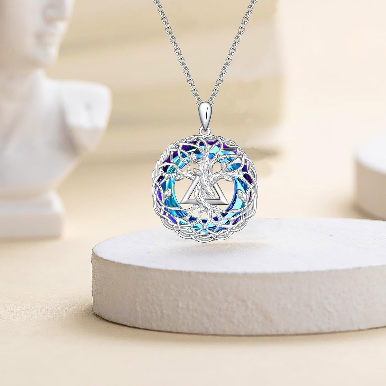 Lotus Necklace for Women Gold Lotus Necklace Moonstone/Silver Sobriety Necklace/Abalone Alcoholics Anonymous Necklace Cubic Zirconia White Lotus Flower Pendant 925 Sterling Silver Sober Gifts - Image 2