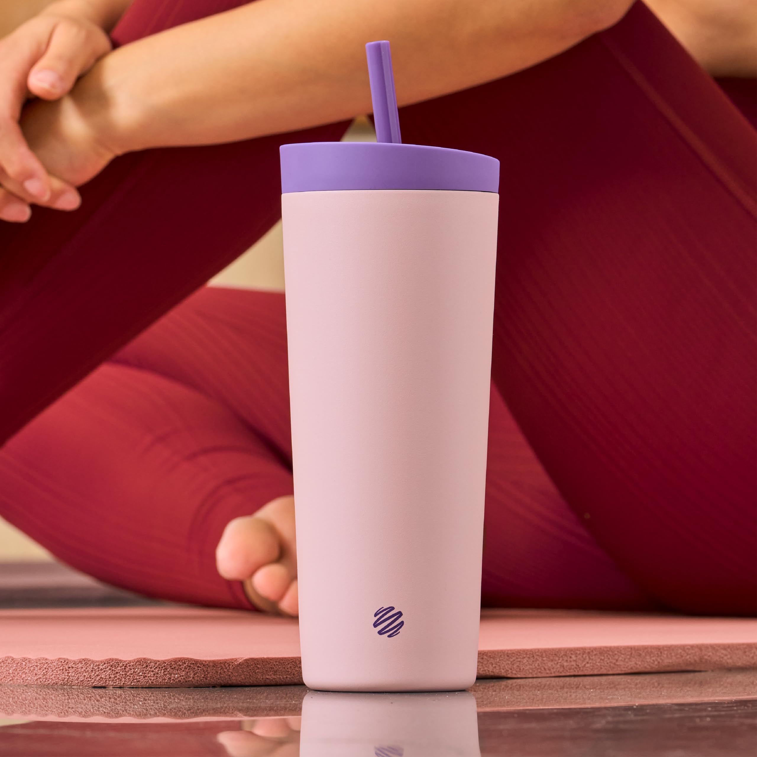 BlenderBottle Shaker isotherme 2 en 1 en acier inoxydable – Couvercle étanche – Paille, BlenderBall – Sans BPA – Pour boissons protéinées, smoothies et pré-entraînement, 710 ml, violet/rose (Velvet