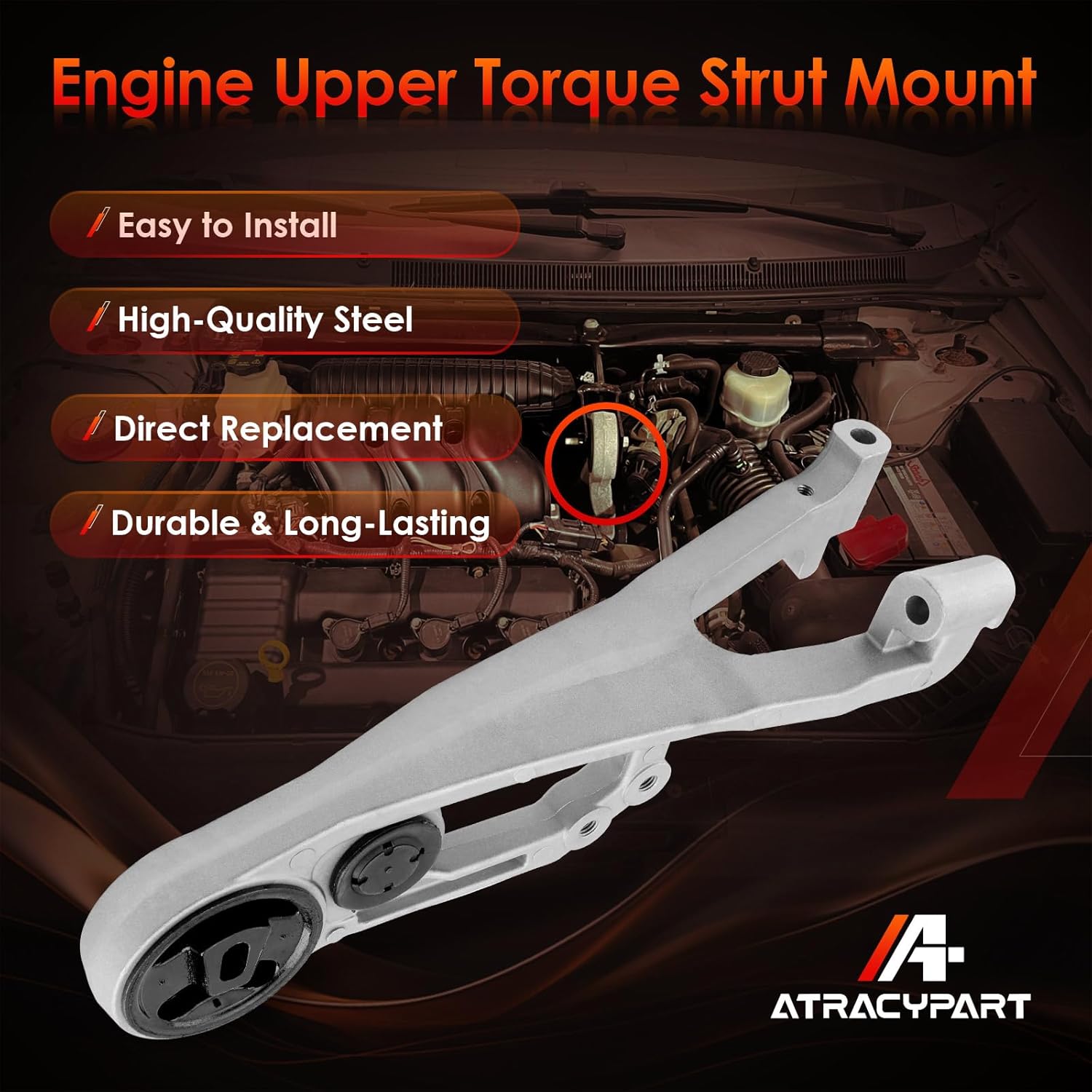 Engine Mount, Silver, Compatible with 3.0L Auto CVT Transmission Models Only 2005-2007 Ford Five Hundred, Freestyle & Mercury Montego, Replaces# A5833, Not Fit for 6 Speed Auto Transmission Model