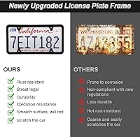 Vista 5 de alpmosn - 2 marcos de placa de acero inoxidable, 4 agujeros, cubiertas para placa de automóvil con tornillos, arandelas y tapas, para vehículos Negro