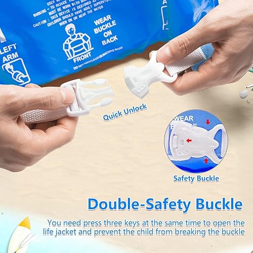 Miniatura 8 de AmazeFan Chaleco salvavidas de natación para niños, para piscina, flotadores de ayuda para nadar, chaleco de natación con bolsa de almacenamiento