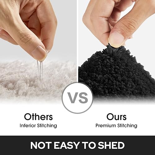 Miniatura 6 de HOMEIDEAS Juego de 2 alfombras de baño, juego de alfombras de baño negras para baño, alfombras de baño absorbentes antideslizantes para piso,