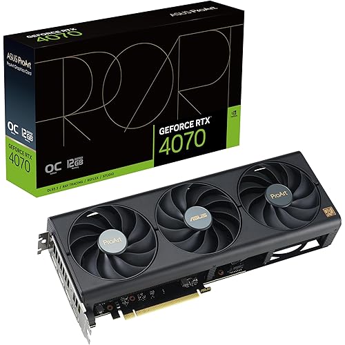 ASUS ProArt GeForce RTX™ 4070 OC Edition 12GB GDDR6X Graphics Card (PCIe 4.0, 12GB GDDR6X, DLSS 3, HDMI 2.1, DisplayPort 1.4a)