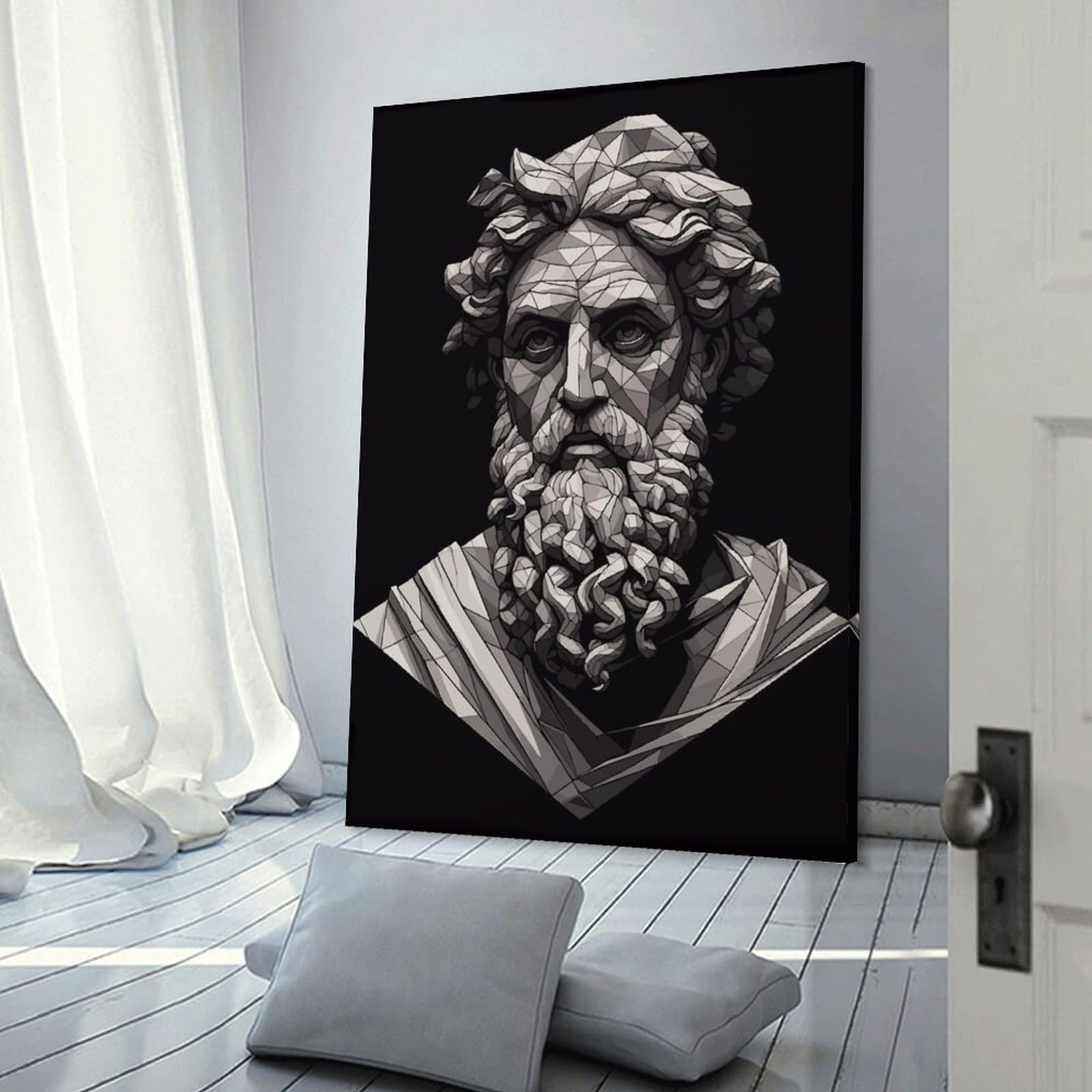Junmoney Low Poly Greek Statue Hanging Wall Art 24x36inch(60x90cm), for Bedroom Walls, Guest Spaces Or Lounges, An Easy Wall Refresh for Bedrooms