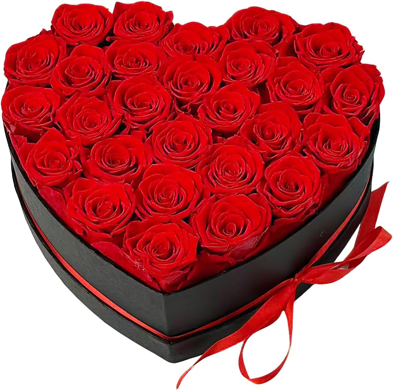 Preserved Roses Heart Shape Box Valentines Day Gifts for Her Mothers Day Forever Flowers (Red, 27 Roses) - Image 3