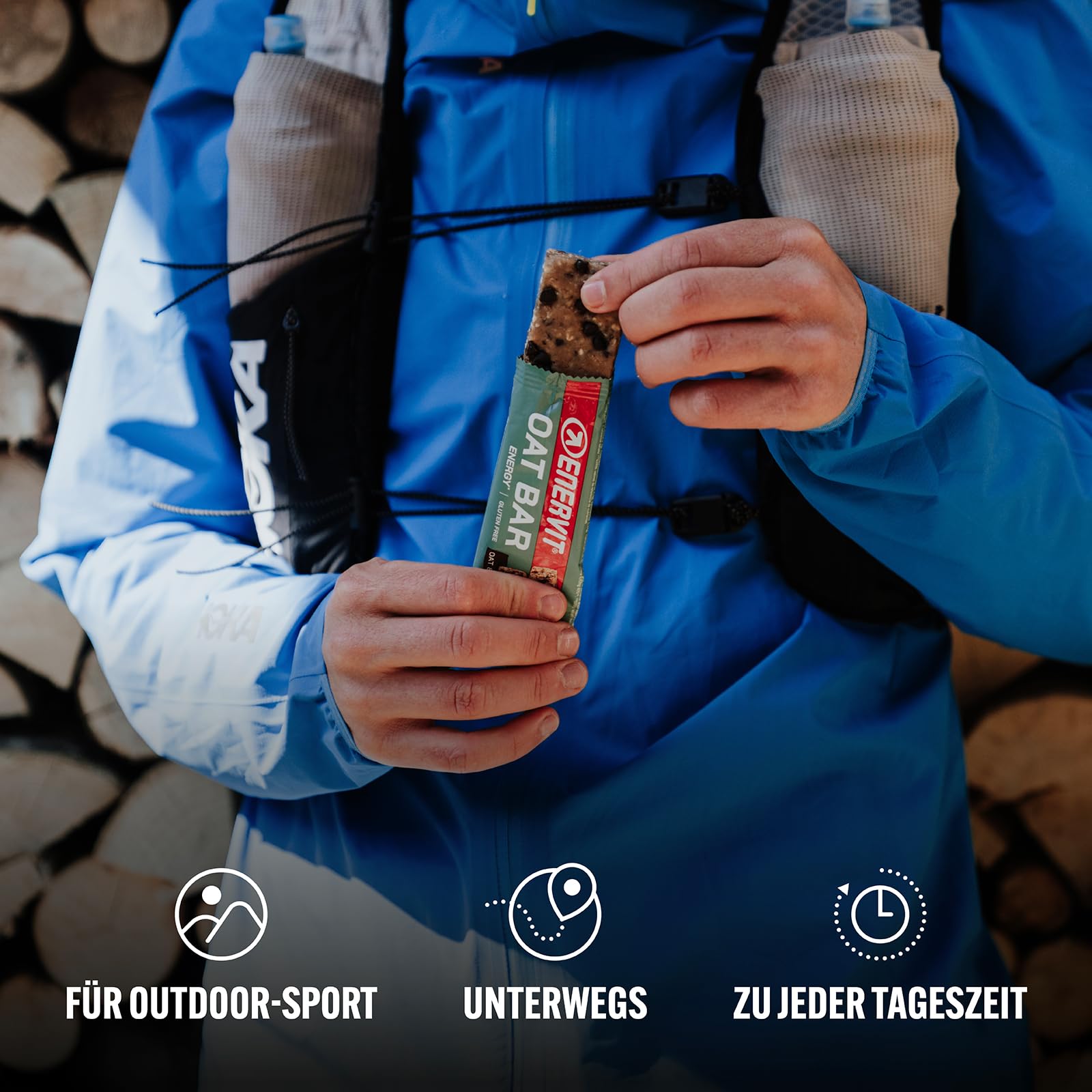 Enervit, Oat Bar Oat & Chocolate Chip, Hafer-Riegel Ohne Gluten mit Zartbitterschokoladen-Stückchen, mit Vitamin B1, Energiesnack für Outdoor-Sport und Freizeit, 25 Riegel à 50 g