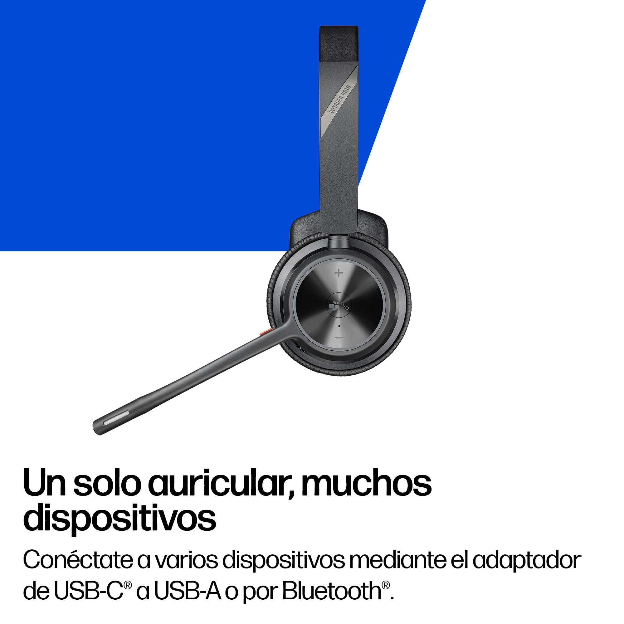 Auricular inalámbrico y soporte de carga Poly Voyager 4310 UC - Auricular Bluetooth monoaural con micrófono de brazo con cancelación de ruido - Conéctalo a PC/dispositivo móvil - Teams (certificado)