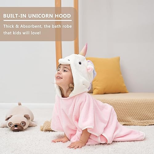 Miniatura 5 de PINNKKU Toalla con capucha de unicornio 3D, toalla de baño ultrasuave y absorbente para bebés, bebés, niños pequeños y niños, toallas de poncho de
