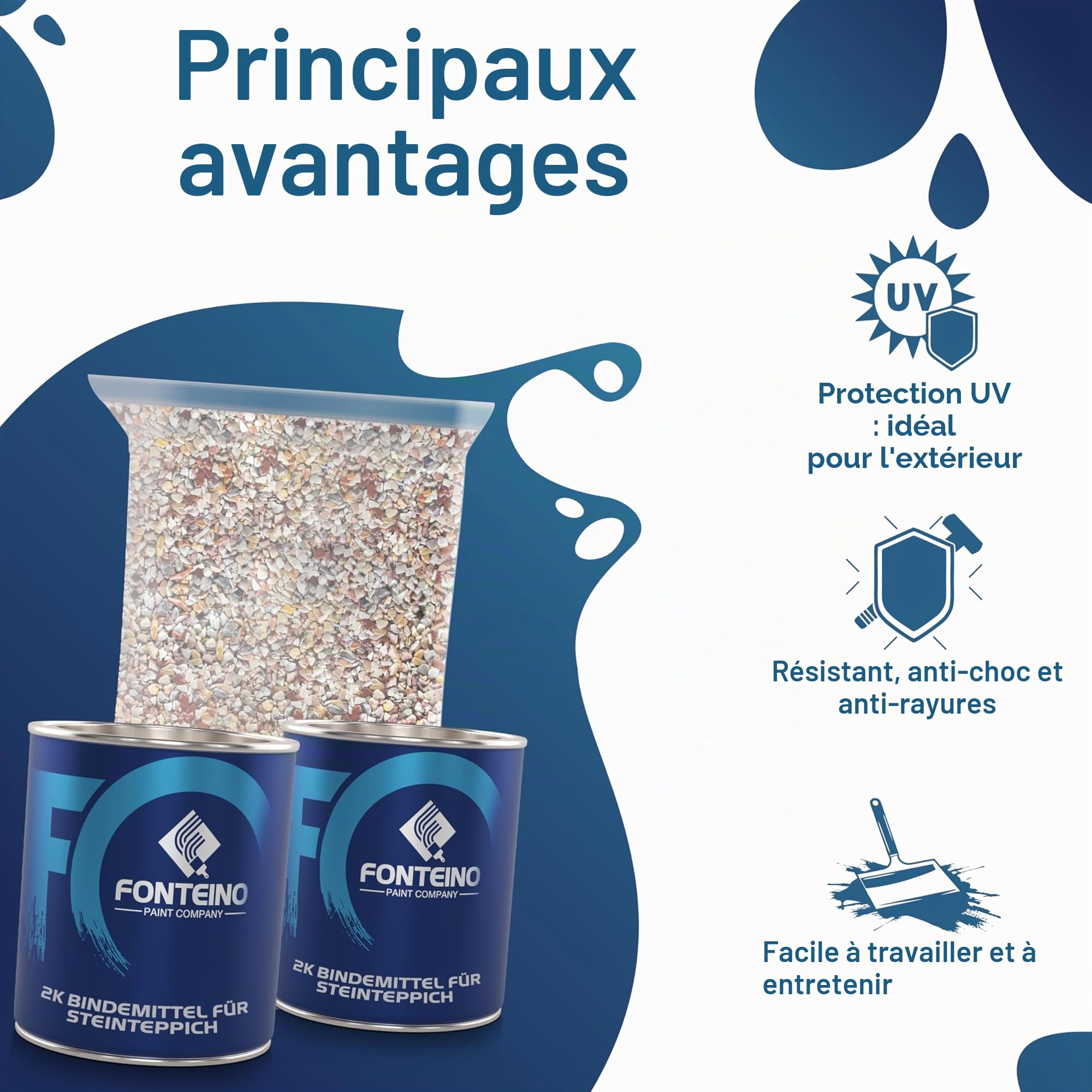 Moquette de pierre - Granulat de marbre + liant époxy - Revetement de sol pour Terrasse, bords de piscine - Gris naturel 1-4mm - 25KG