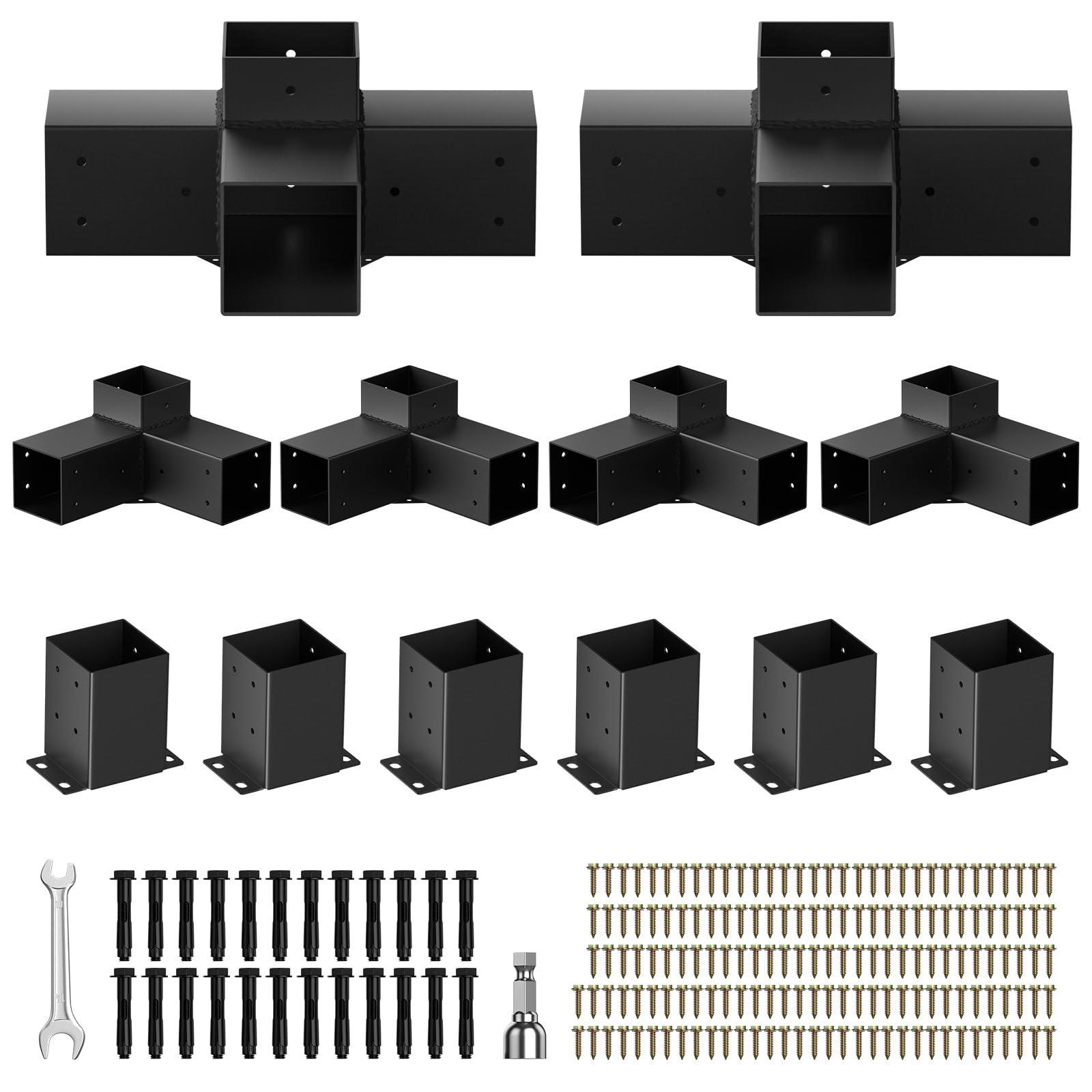 Photo 1 of QZER Pergola Brackets Kit for 4"x4" Posts - Black