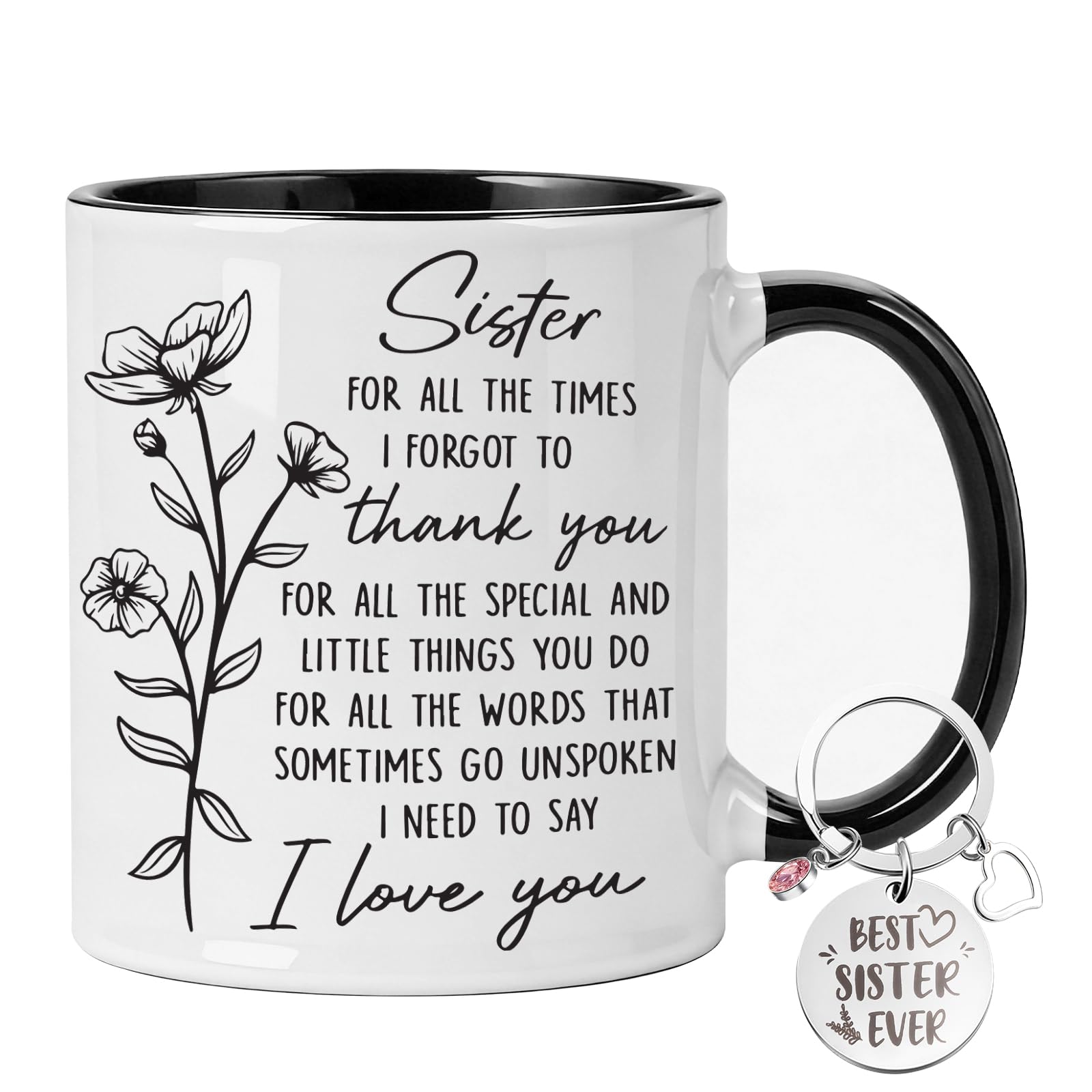 Yuecda Sister Coffee Mug 11 oz – Sisters Cup Gifts from Sister for Birthday, Mother's Day, or Christmas - Thoughtful Present for Your Beloved Sibling