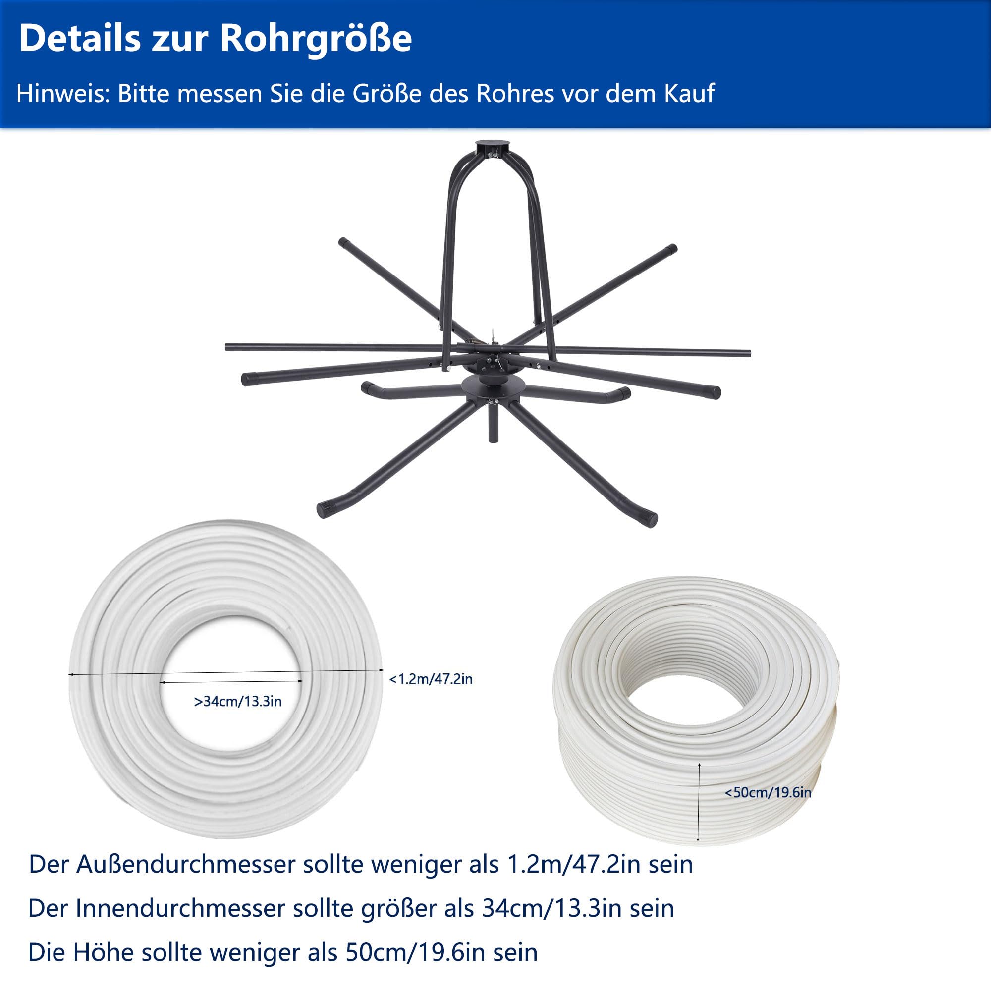 Kabelabroller für Fußbodenheizung Rohr Max 300kg Tragkraft 600m Rollenlänge Rohrhaspel Abroller mit Aufbewahrungstasche für Rohre 16-32 mm