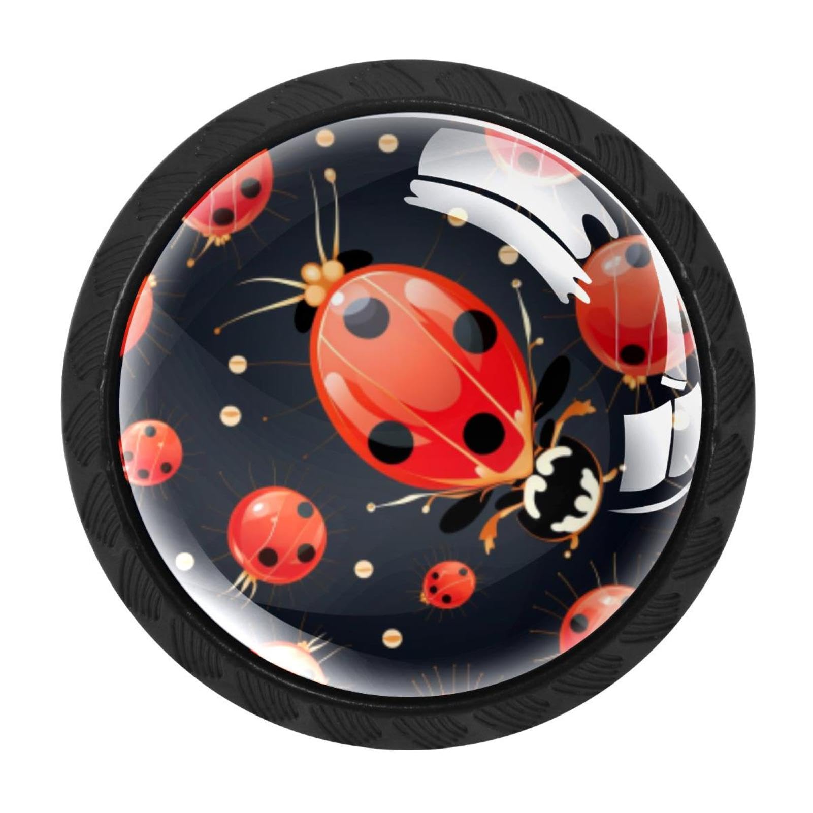 CHENZZZZ 4 pcs Ladybird Cabinet Knobs Crystal Drawer Pulls for Kitchen, Bathroom Cabinet, Dresser and Cupboard