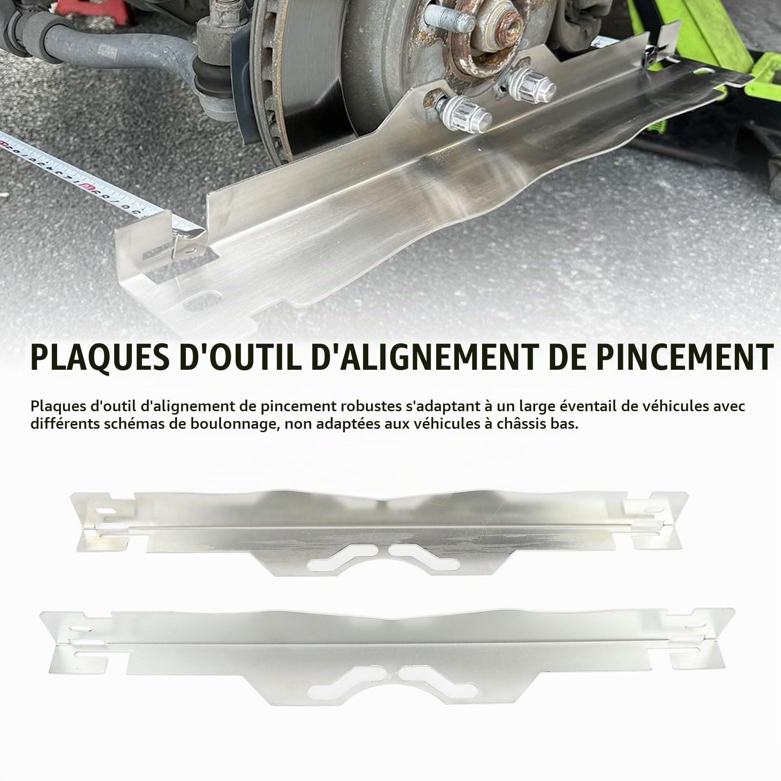 ZJchao Plaques à Outils D'alignement des Orteils Robustes, Mesures Précises de L'alignement des Roues en Acier Inoxydable, Outil D'alignement des Roues avec Trous de Suspension pour