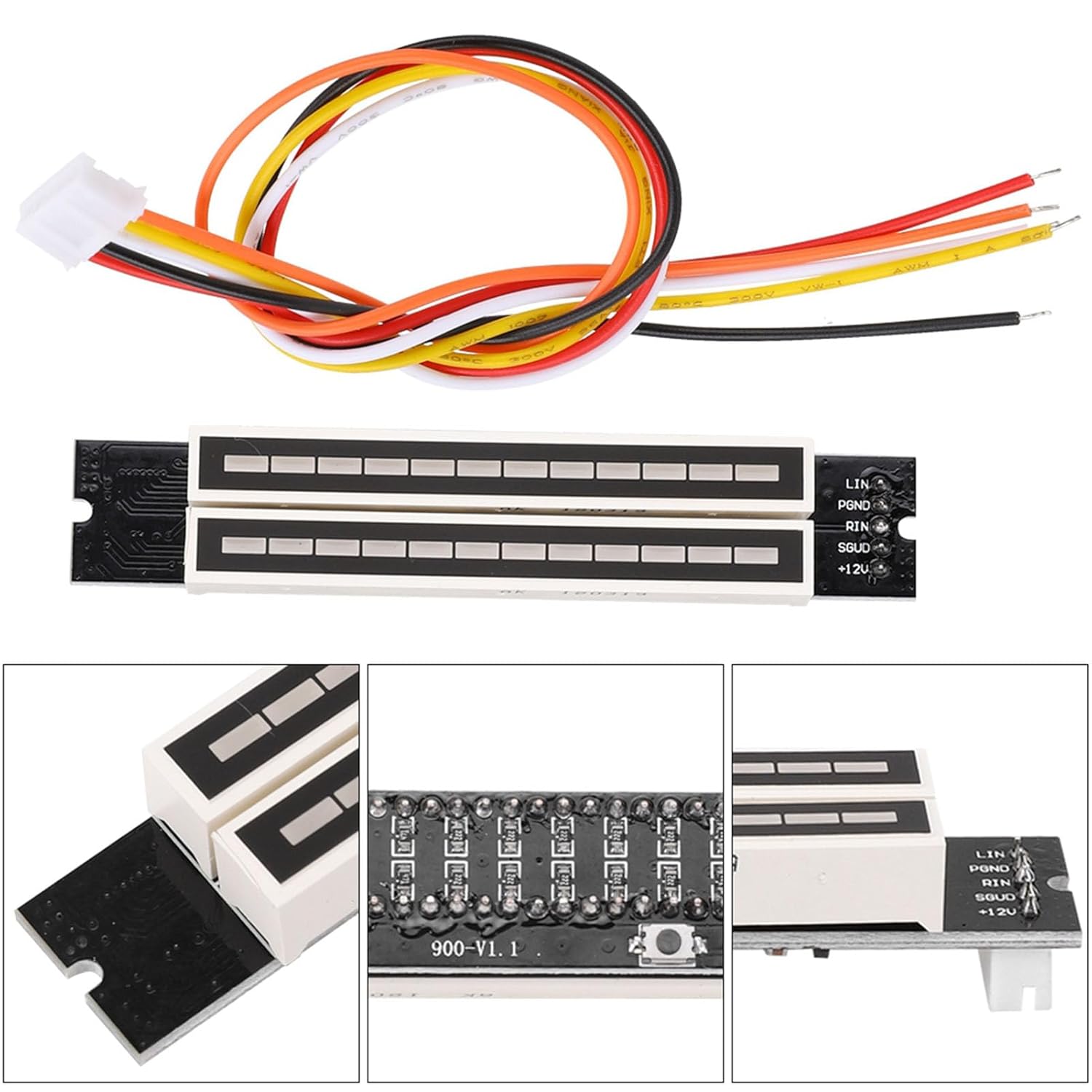 Dual 12 Level Stereo Audio Indicator, VU Meter with Adjustable Response 7 Display Modes for DIY Audio Amplifier Rack Mount Home Studio Signal Monitoring