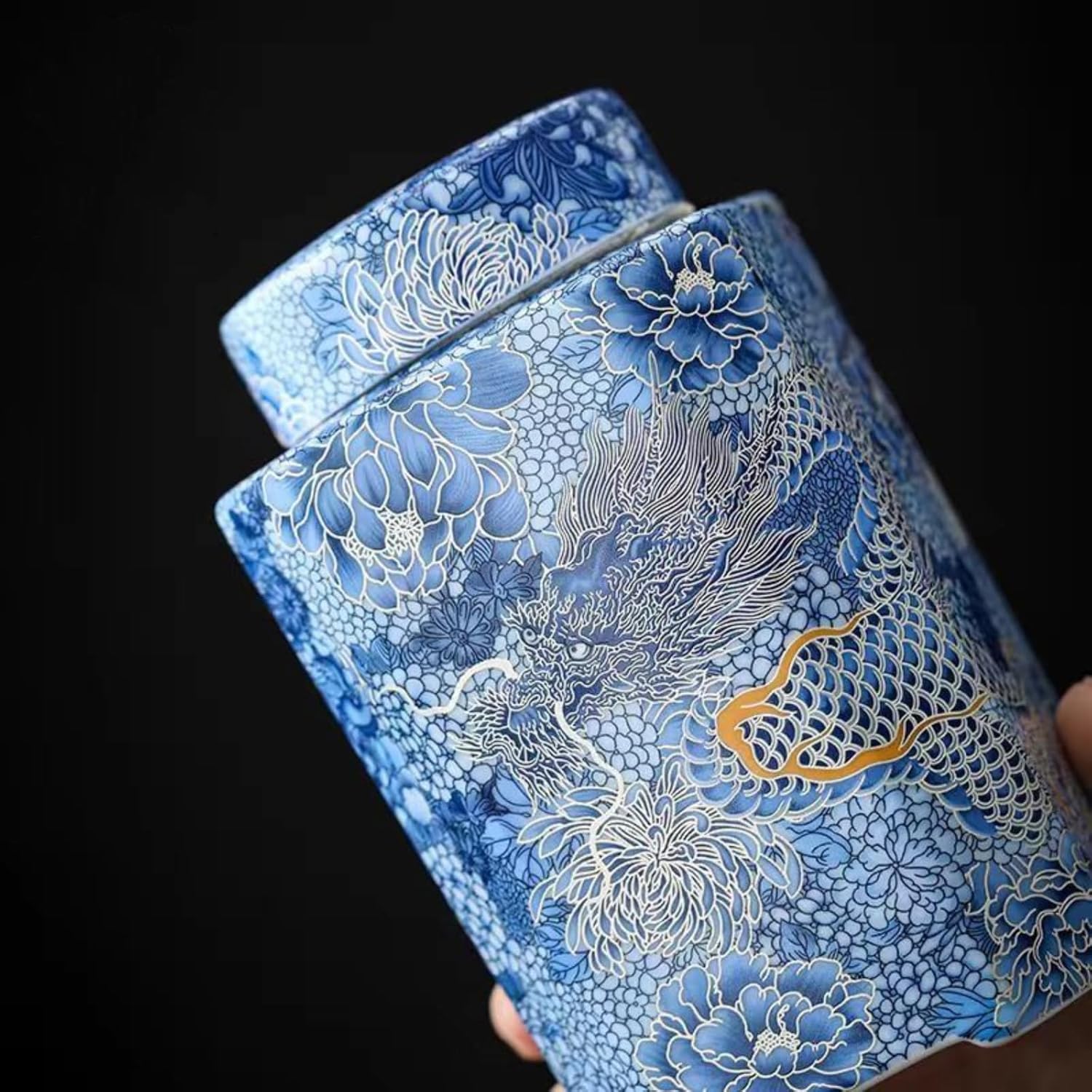 Enamel Colors Ceramics Tea Canister, 500ml 17.0oz, Chinese Style Household Sealed Jar Storage Jar