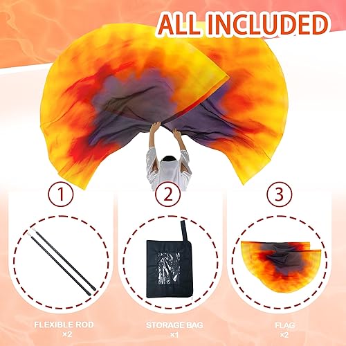 Vista 126 de MUNAFIE Worship Flags Set(2 Flags+2 Rods+1 Storage Bag) for Dance Church Flags for Worship Guard Flag Praise Dance Flags