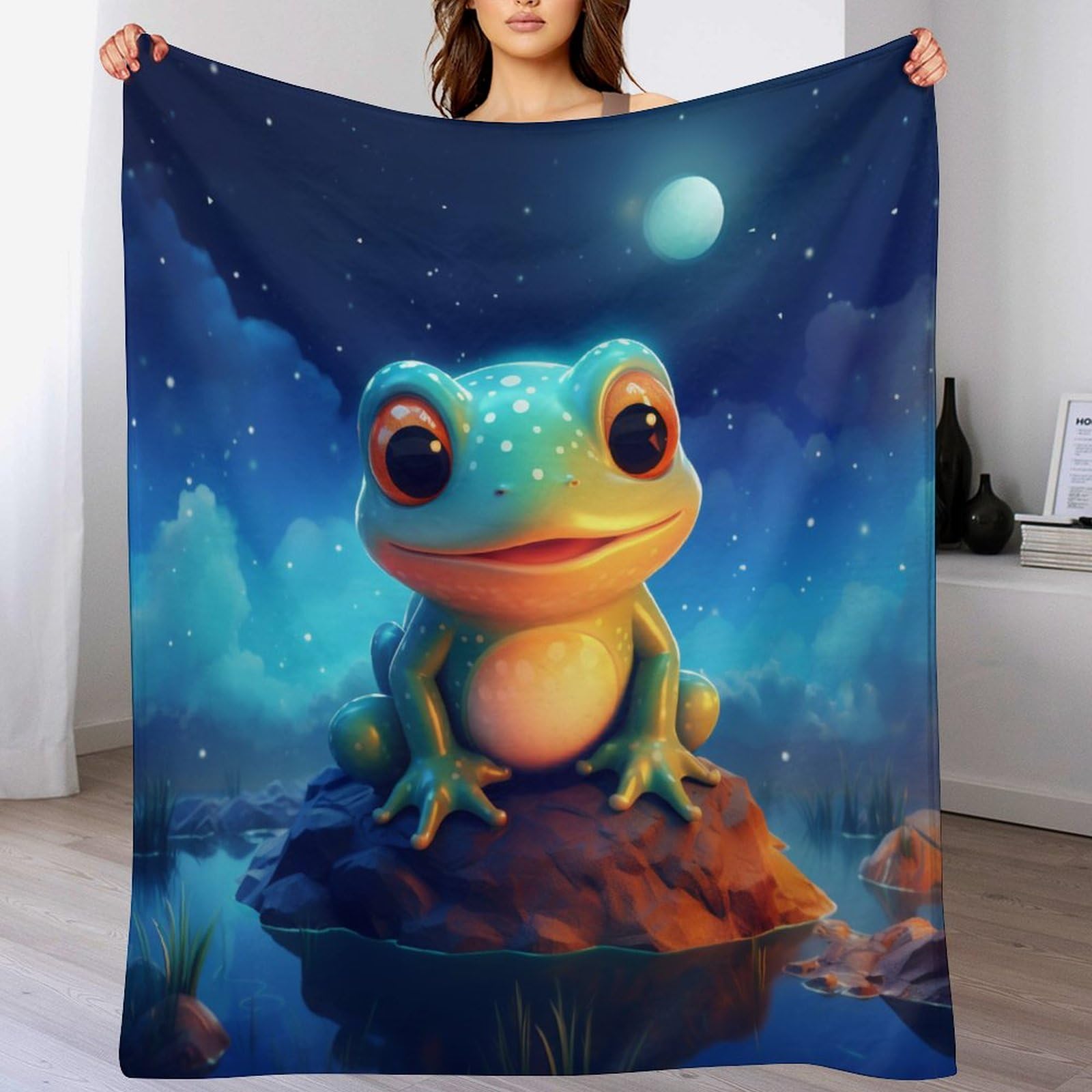 Couverture grenouille en polaire flannel 150x200cm douce et chaude