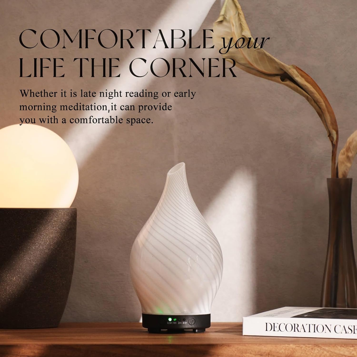 Porseme 150ml Essential Oil Diffuser Glass Color Changing Aroma Air Diffusers Aromatherapy Ultrasonic Cool Mist Humidifier 6 Running Hours Waterless Auto-Off for Sleeping Yoga Office Spa (Pure White) - Image 7