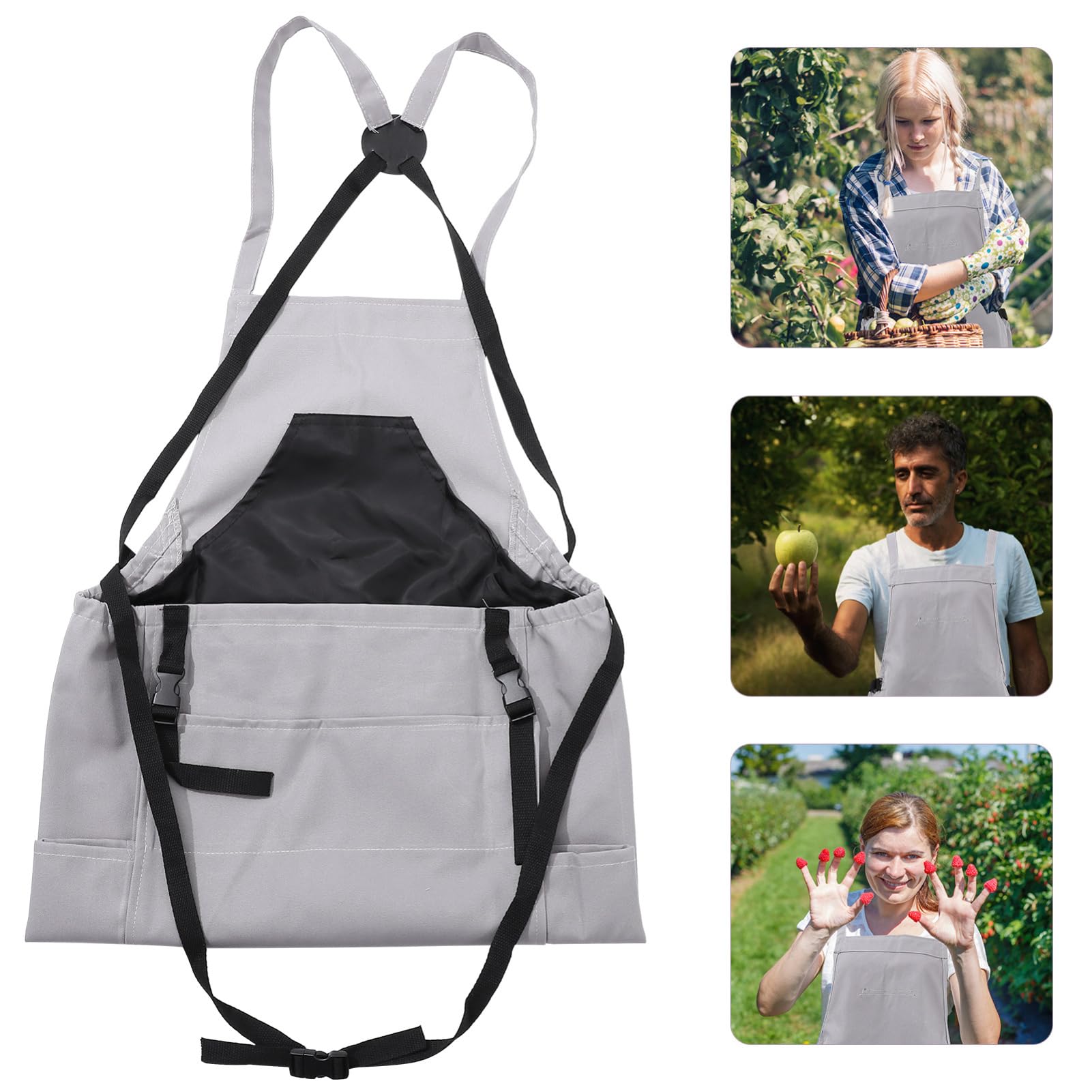 Hemobllo Delantal de Jardinería con Bolsillo Recolección Verduras Delantal Oxford Jardín y Huerta