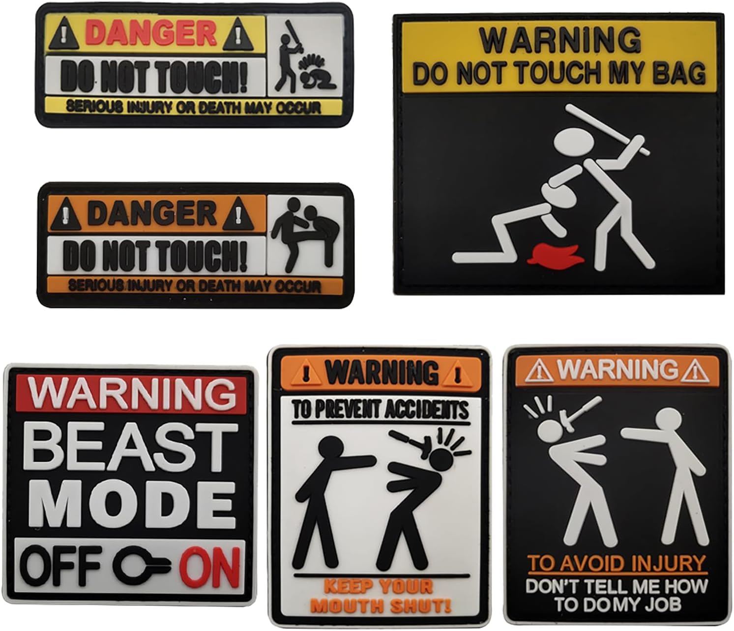 2PCS Danger Patches Do Not Touch PVC Rubber Morale Patch | Hook Backed,Laser Cut,Tactical Military Patch,Versatile Tactical Attachment,3×1 inches