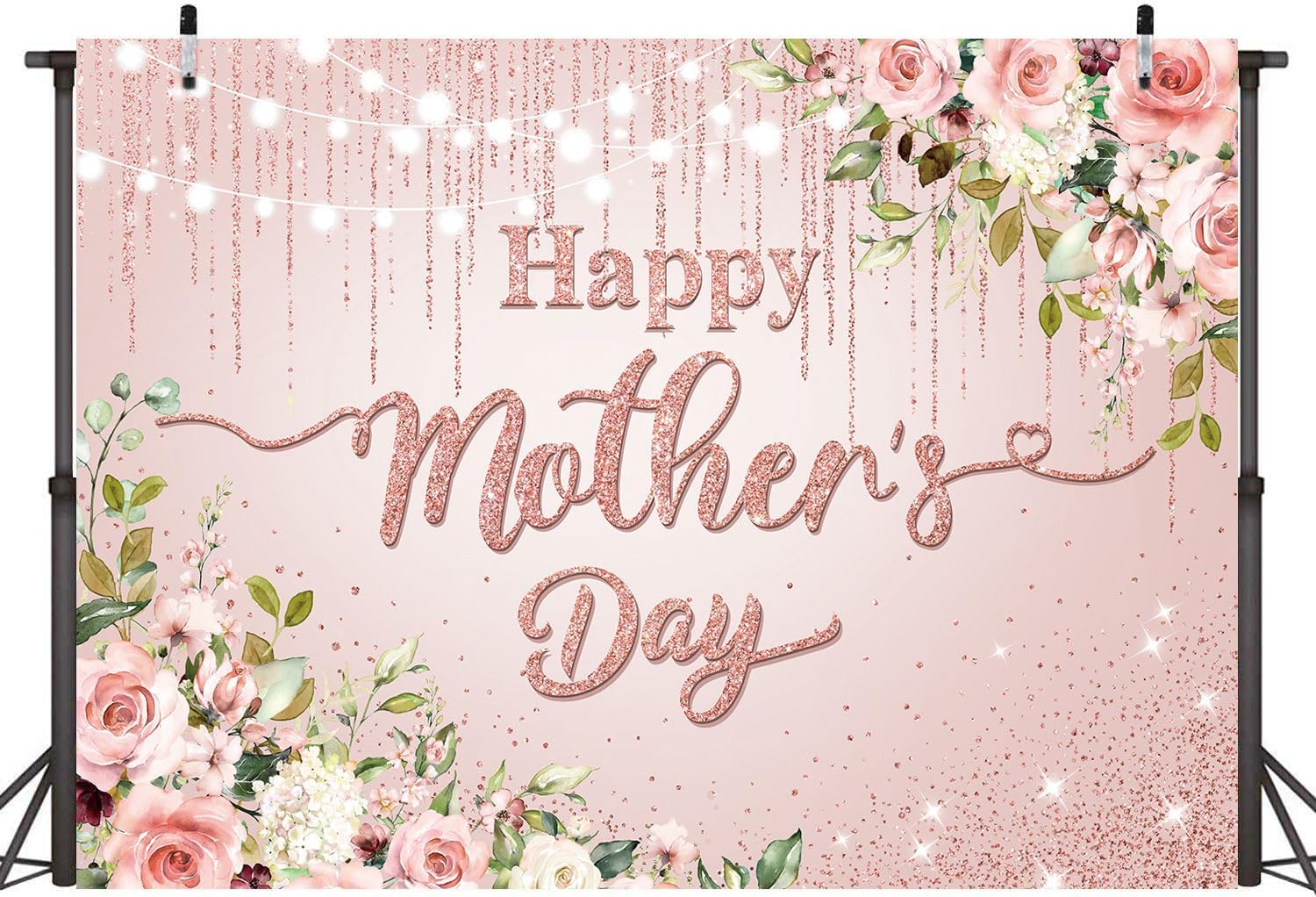 Purple Happy Mother's Day Backdrop Golden Dots Floral Mother's Day Party Decoration Photo Studio Booth Props (Purple, 7x5ft)