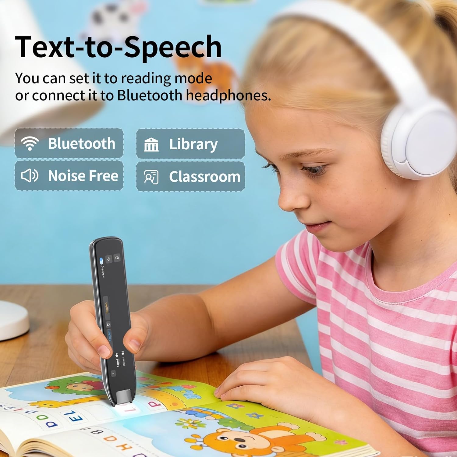 Language Translation Pen & Reading Pen, Scan Translator Device Dyslexia Tools, 142 Language Online Translate for Kids, Supports Speech & Scan to Text for Language Learners, Elderly, Students