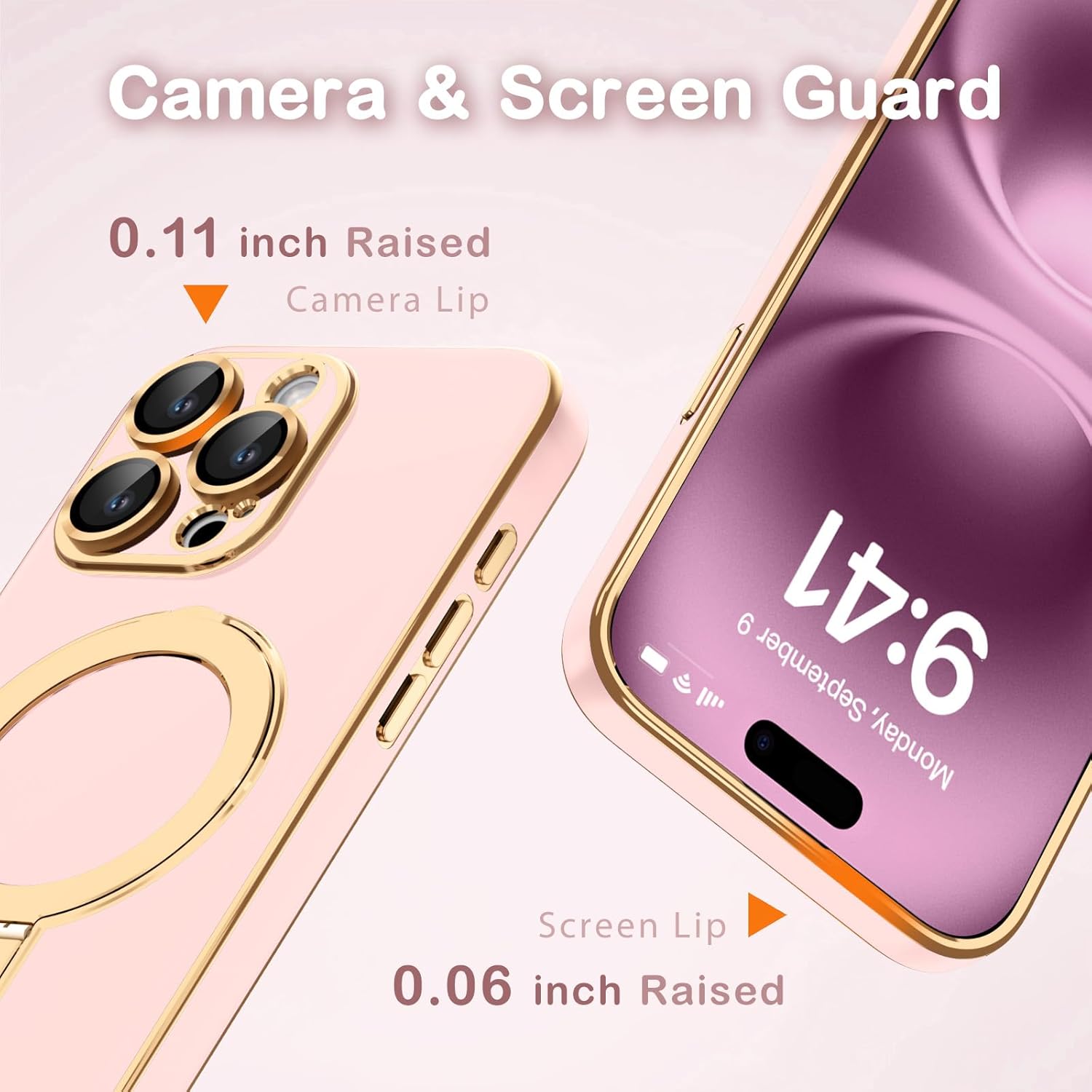 Magnetic for iPhone 15 Pro Max Case with Stand [Compatible with MagSafe] [Full Camera Protection] Cute Slim Phone Case for iPhone 15 Pro Max Case, Pastel Pink - Image 4