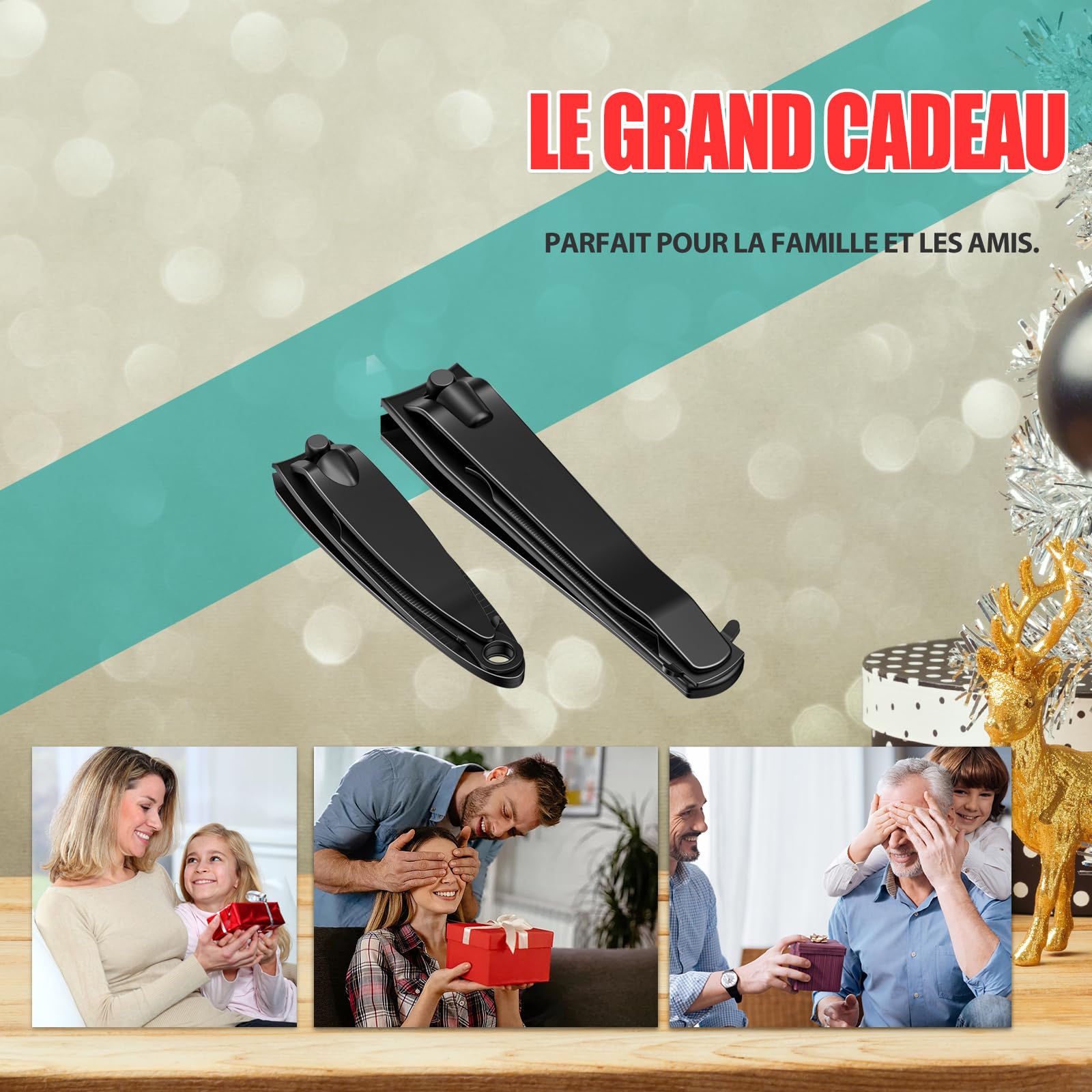 Coupe-Ongles Professionnel en Acier Inoxydable Noir Mat - Pince à Ongles Robuste et Tranchant pour Pieds - Cadeaux de Noël