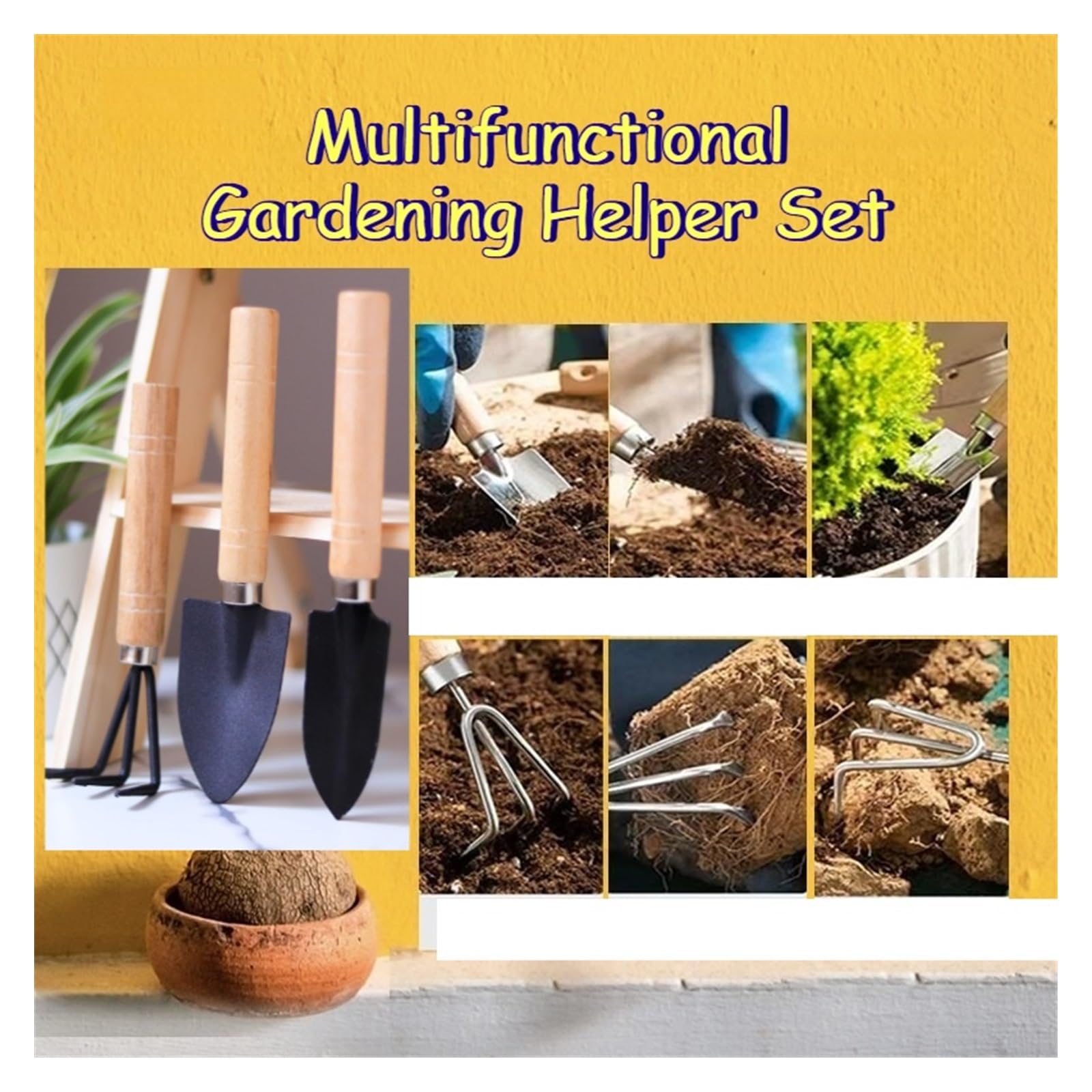 Juego de herramientas de jardinería - Paleta ergonómica y de jardín para plantar suculentas y flores (Big B 1 juego)