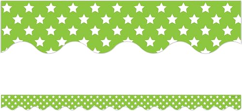 Teacher Created Resources Bordure festonnée vert citron avec étoiles blanches (5