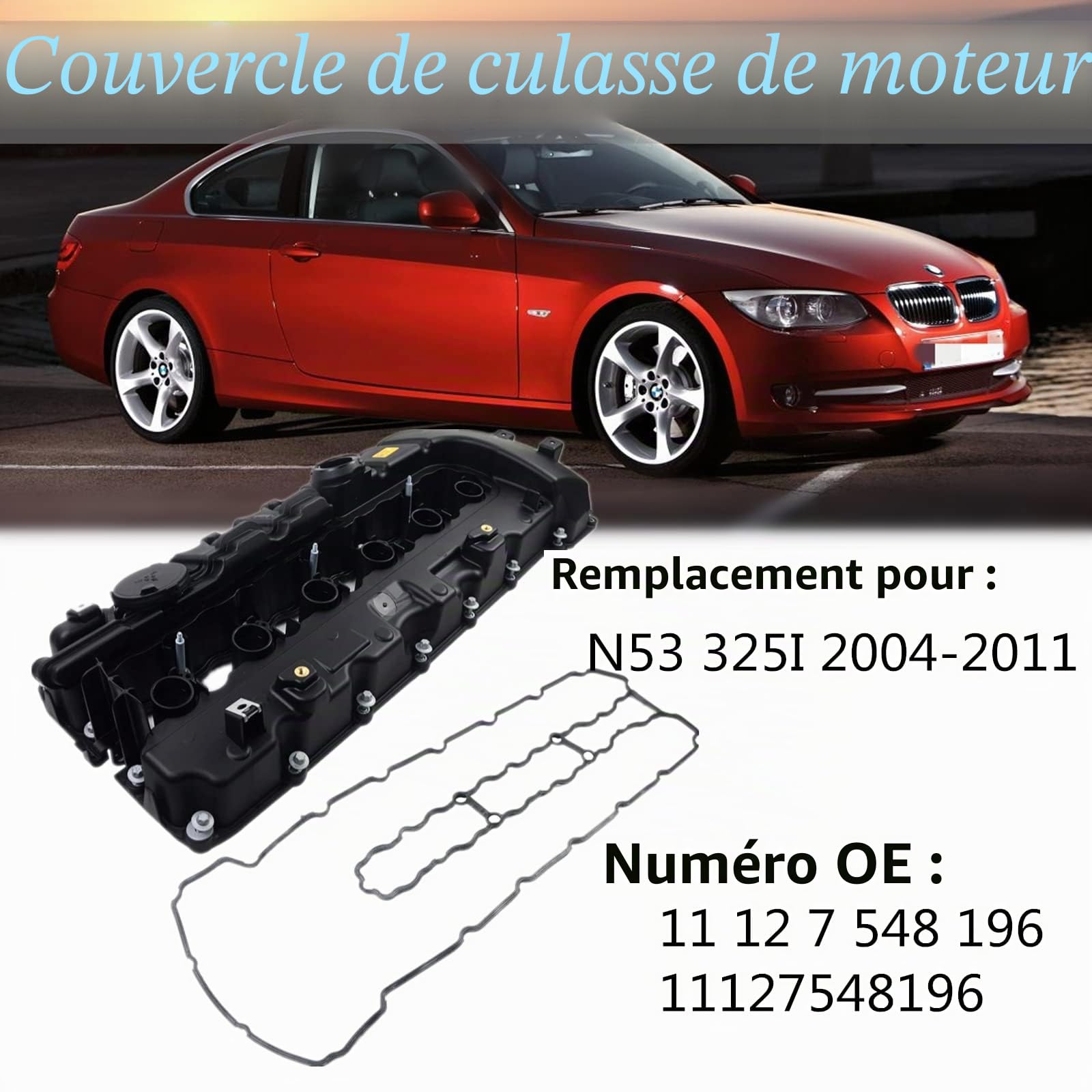 11127548196 Couvercle de culasse de moteur de rechange pour E60 E61 E63 E64 E91 E92 E93 F10 F11 N53