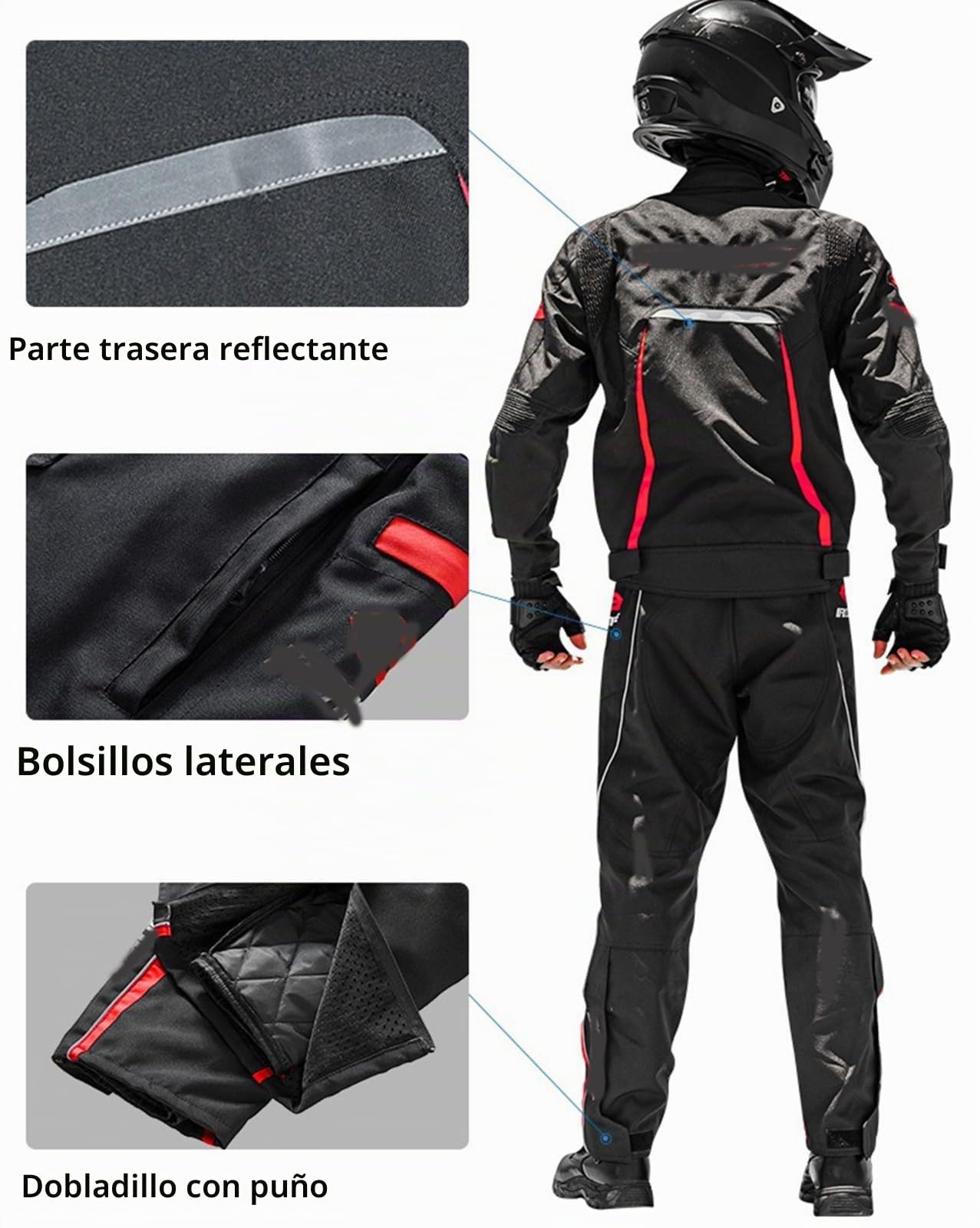 BLUEZY Moto Traje De Moto Para Hombre Chaqueta De Moto Impermeable Con Protecciones Chaqueta Moto Con Armadura Extraíble Chaqueta Pantalones De Moto Transpirables Para Las Cuatro Estaciones A,XL