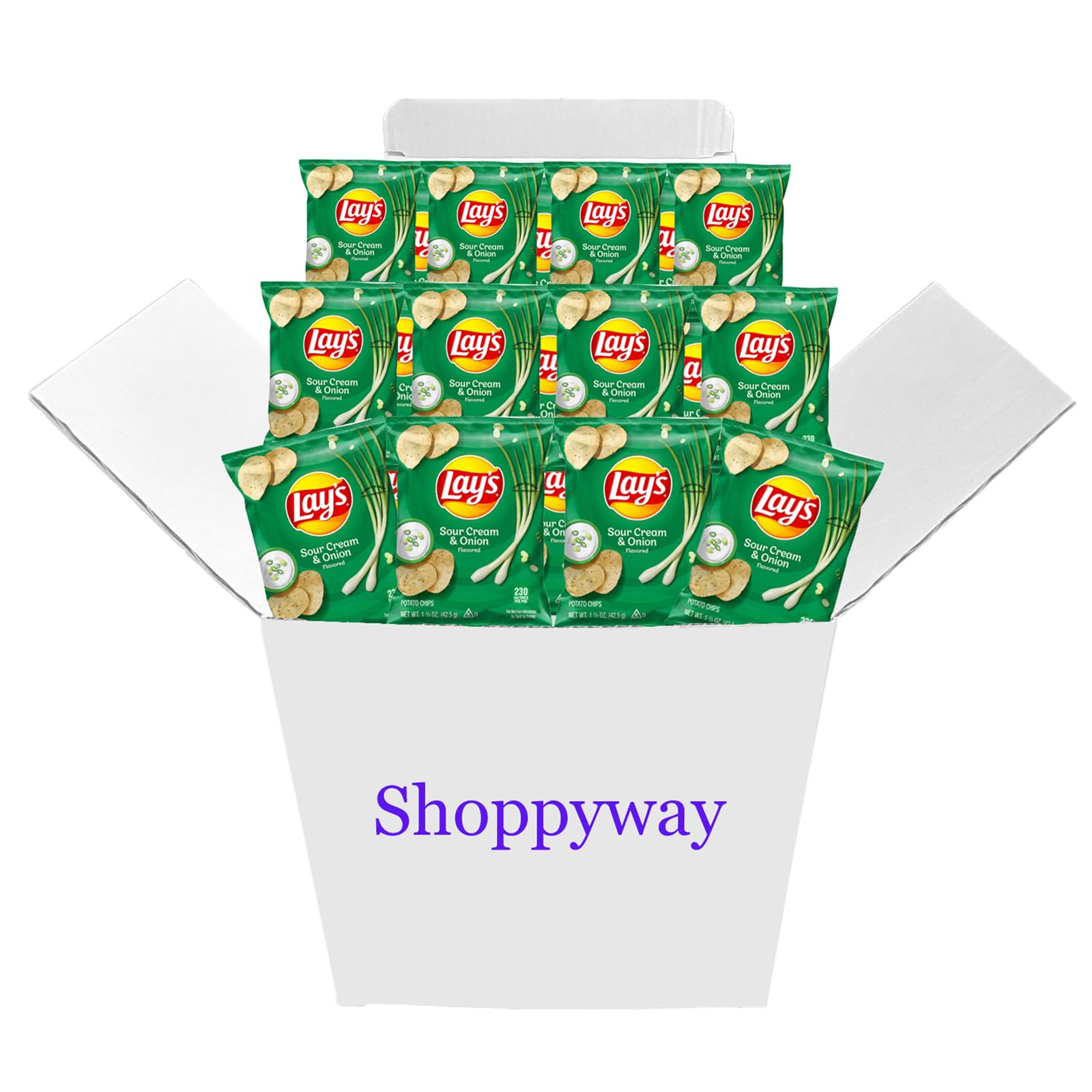 Lay's Sour Cream & Onion Flavored Potato Chips, 1.5 oz Bags, Pack of 12, Bundled by Shoppyway