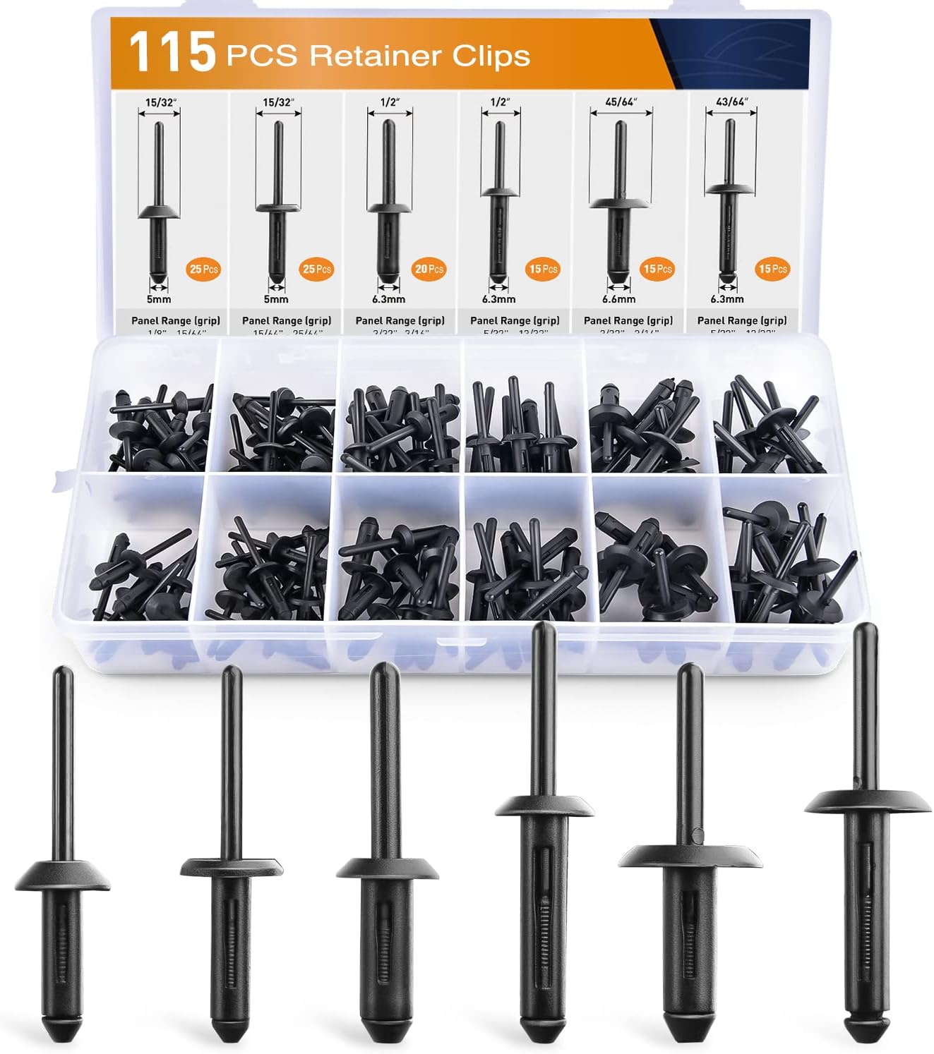 Amazon.com: GOOACC 115 Pcs Automotive Nylon Universal Pop Rivet ...