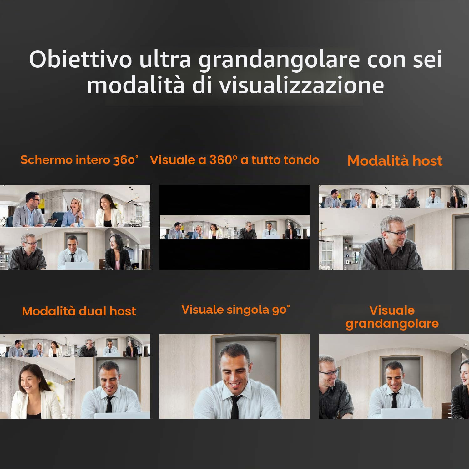 j5create Webcam per riunioni a 360 gradi - Videocamera per videoconferenze HD 1080P con microfono ad alta fedeltà, USB-C | per videoconferenze, lezioni online e collaborazione (JVCU360)