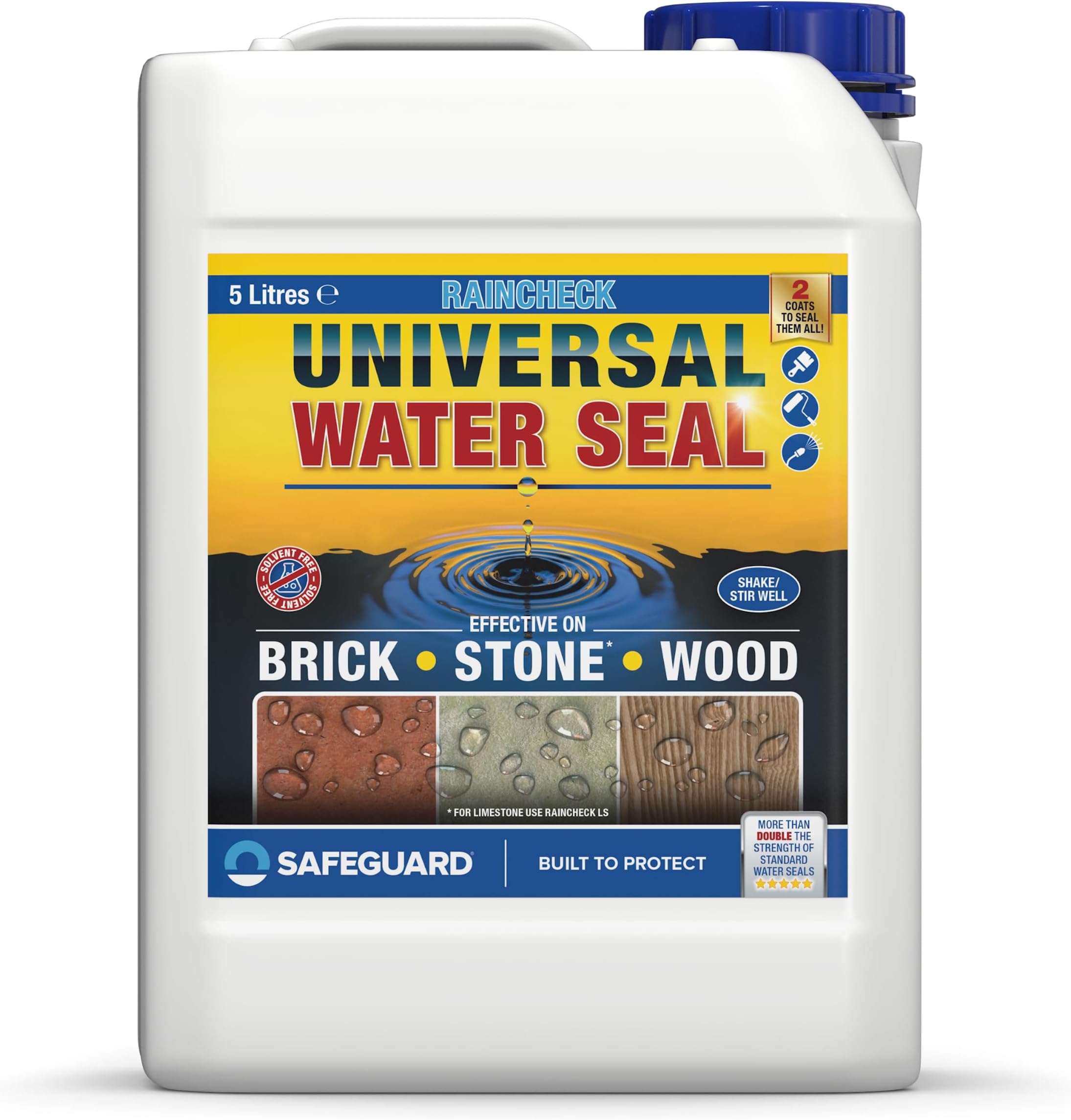 Raincheck Universal Water Seal (5 Litre Clear) Breathable, Exterior Waterproofing Brick, Wood and Stone Sealer