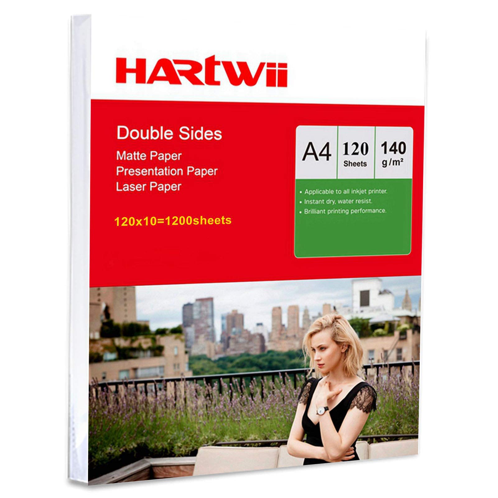 Papier fotograficzny A4 cienki matowy 140 g/m2 - 1200 arkuszy dwustronny matowy papier atramentowy do druku atramentowego obraz Hartwii