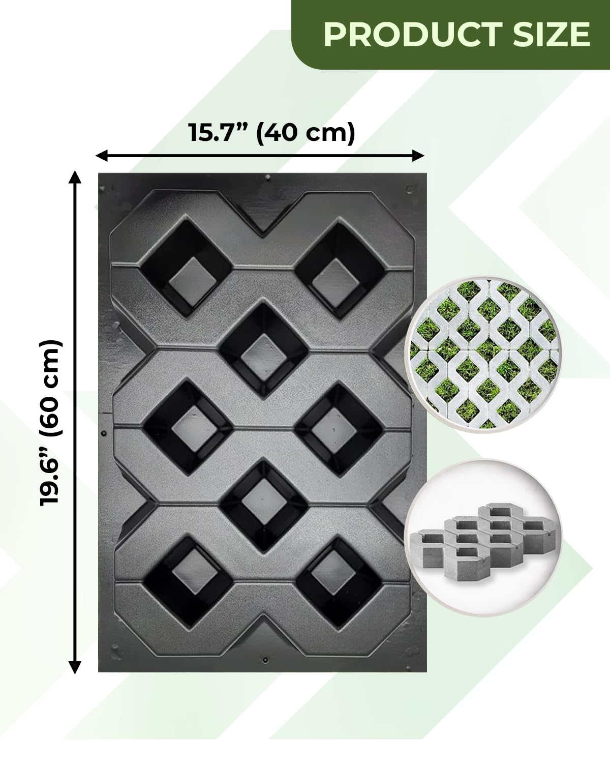 BETONEX Moule à ciment en plastique ABS de 2 mm pour pelouse – Pavé réutilisable – Moule à pavés en béton prémoulé – Moulage de chemins de jardin, allée, trottoir