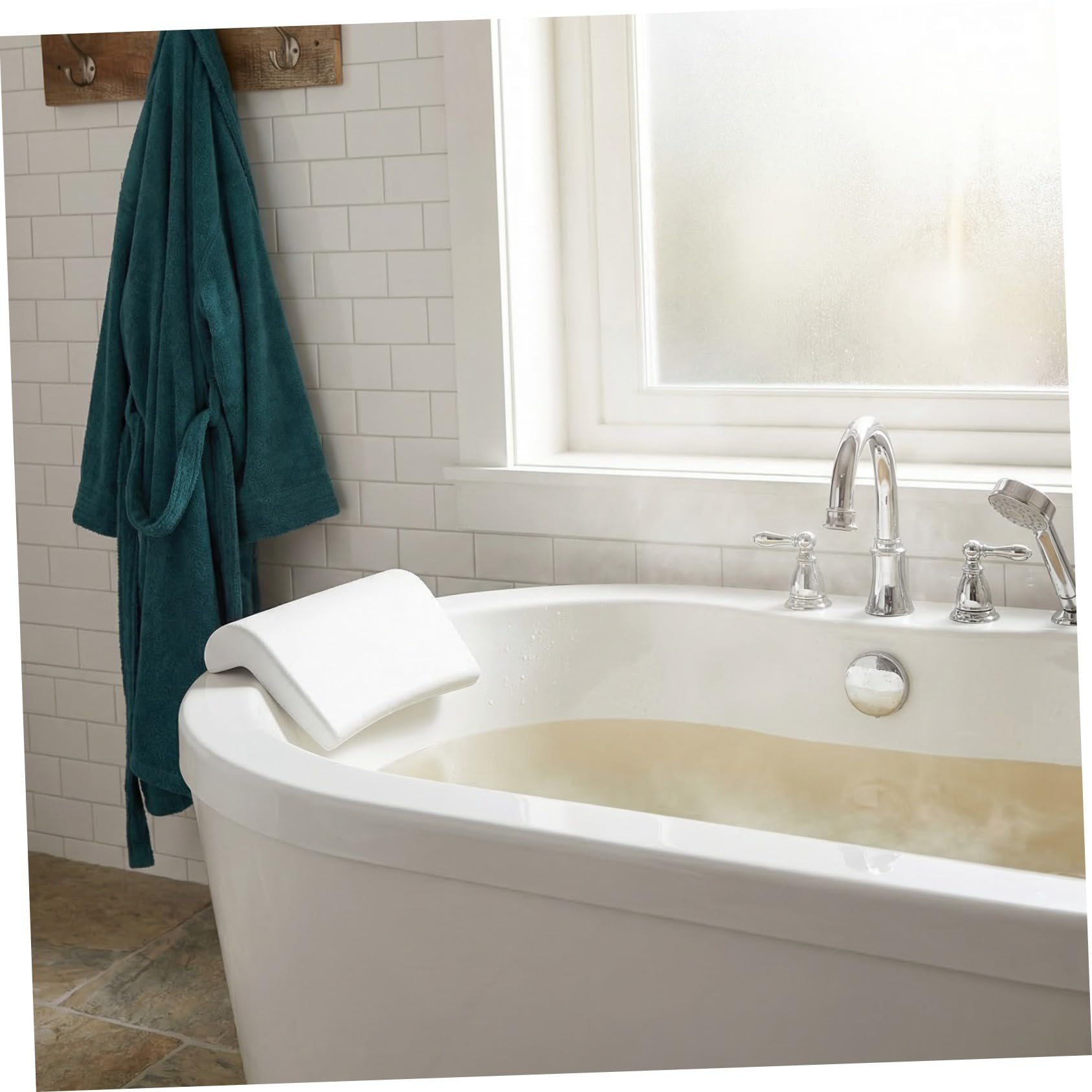 Housoutil Cuscino per Vasca da Bagno in Pu Ventose per Supporto Collo e Schiena, Morbido e Confortevole, Accessorio da Bagno per Uso Domestico