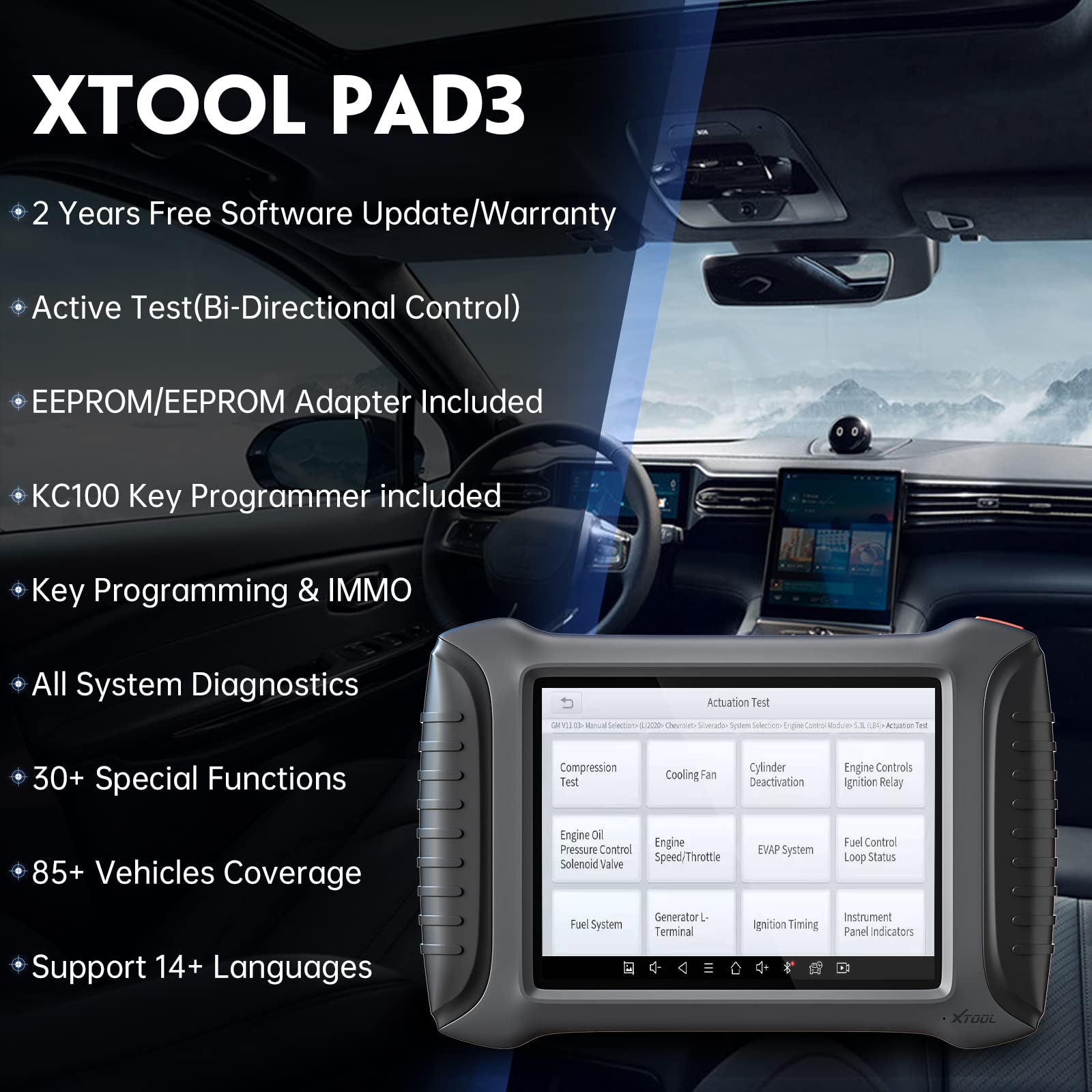 XTOOL X100 PAD 3 Advanced Key Fob Programming Tool with KC100 Key Chip