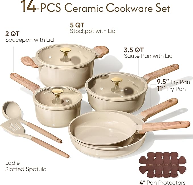 CAROTE 14Pcs Pots and Pans Set